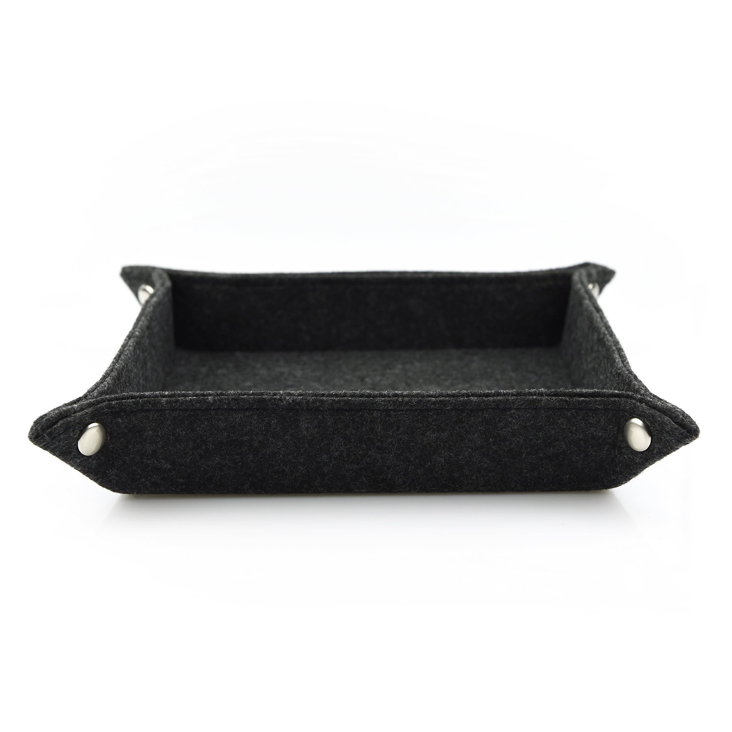 Charles Daily Felt Key Tray – Vide Poche - Valet Tray for Keys, Coins, Wallets, Phones & Jewelry – Organizer for Shelves and Bedside Storage Box - Black