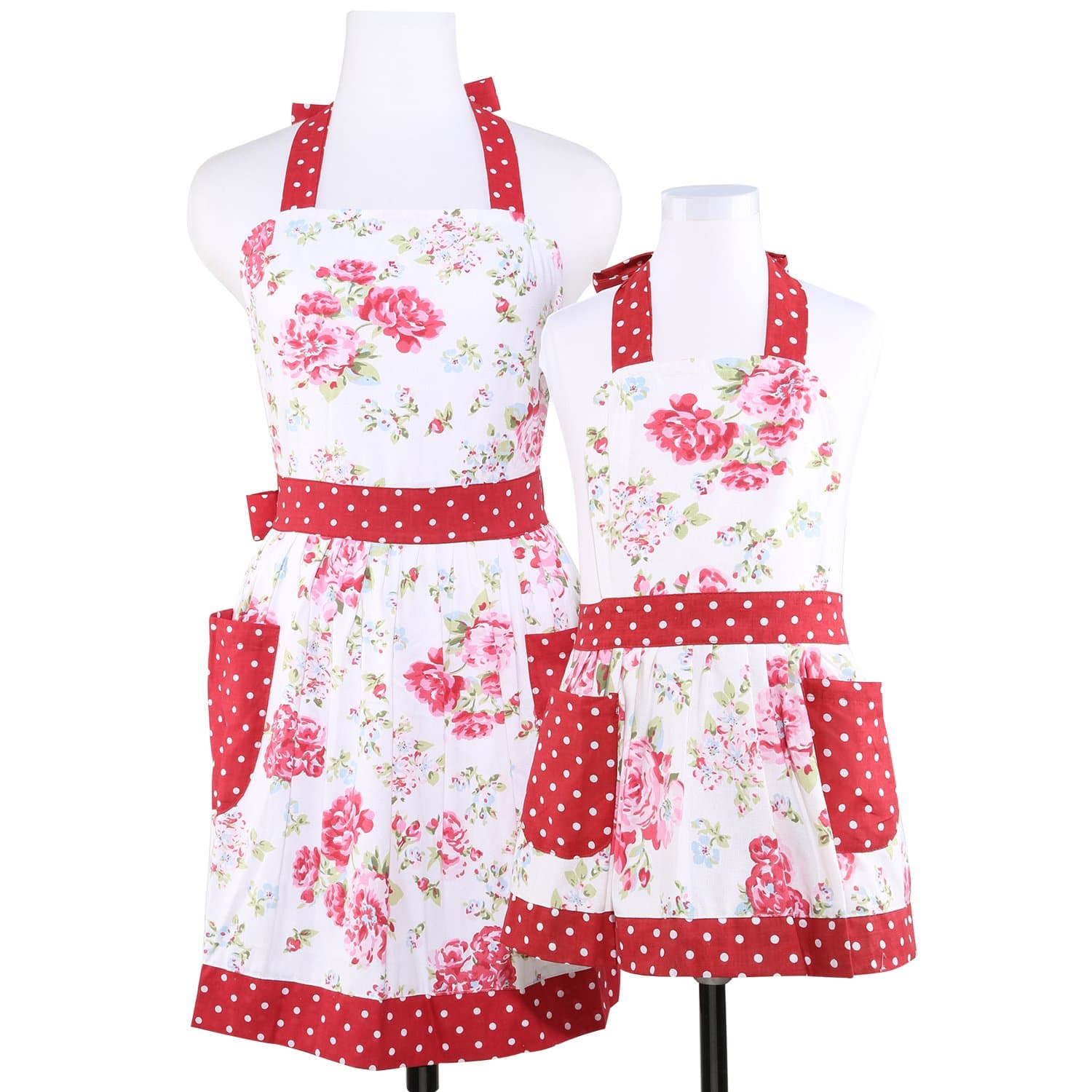 NEOVIVA Cooking Aprons with Pockets for Mama and Me, Parent and Child Matching Aprons, Gift for Mother's Day