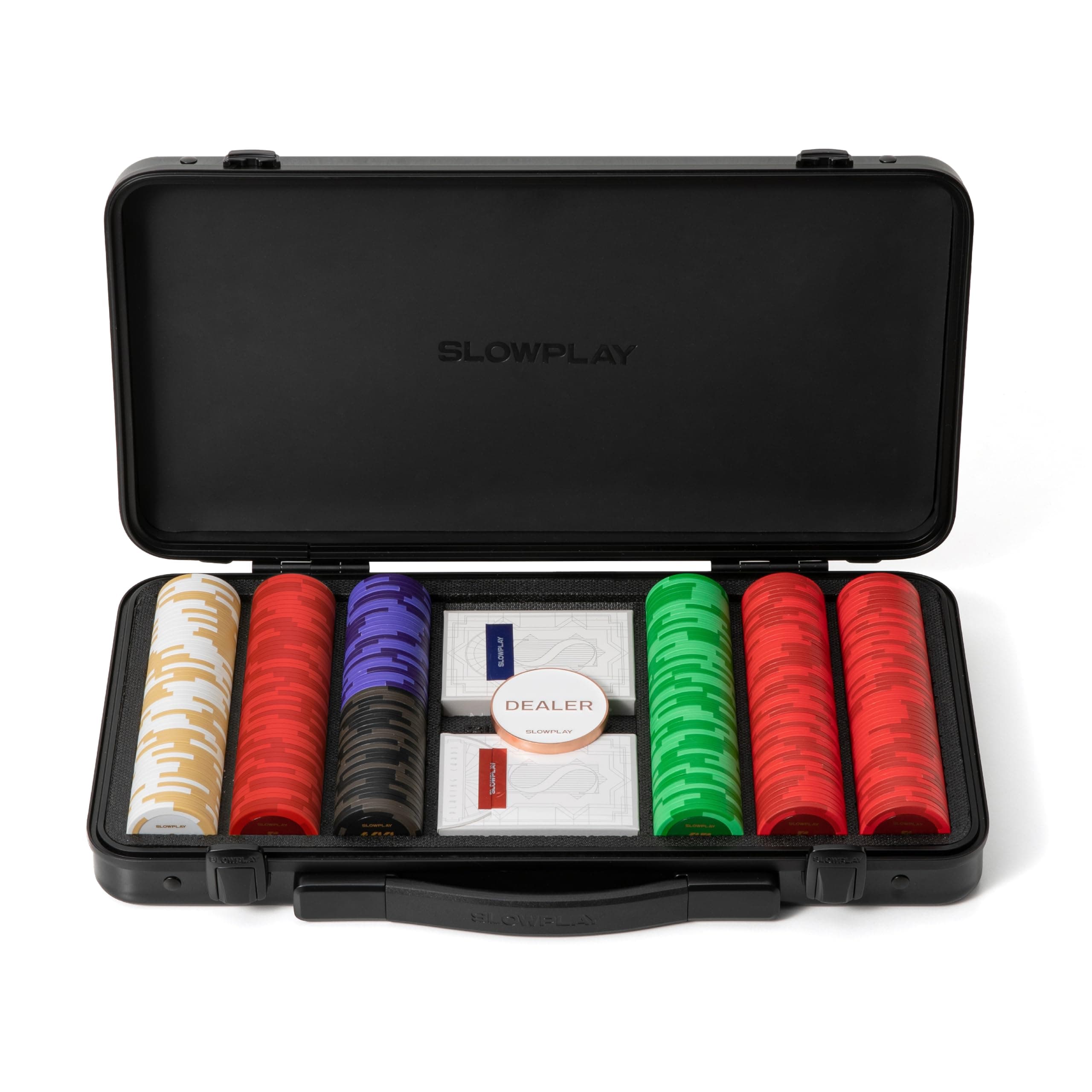 SLOWPLAY Godel 14g Clay Poker Chips Set for Texas Hold’em, 300 PCS [with Numbered Values] Features a High-end Chip case with Extra Durable German Polycarbonate Shell, for Poker Players