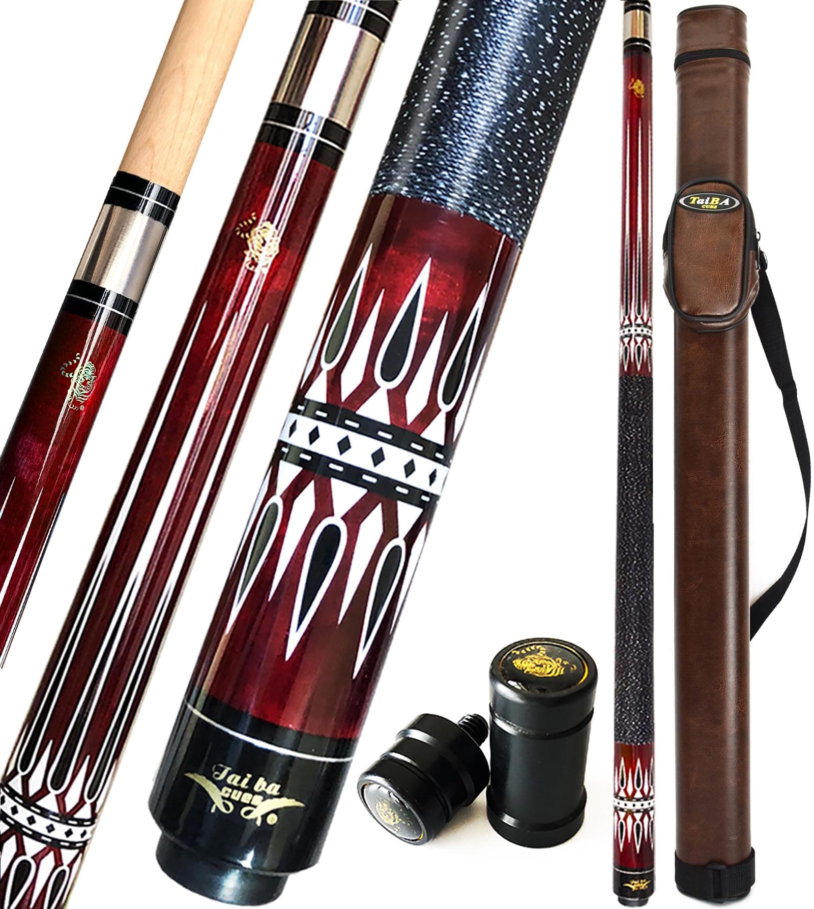 Tai ba cues Pool cue Stick, 13mm Multilayer Leather Tip, 58", Linen Wrap, Hardwood Canadian Maple Professional Billiard Pool Cue Stick 19-21 Oz (Selectable)