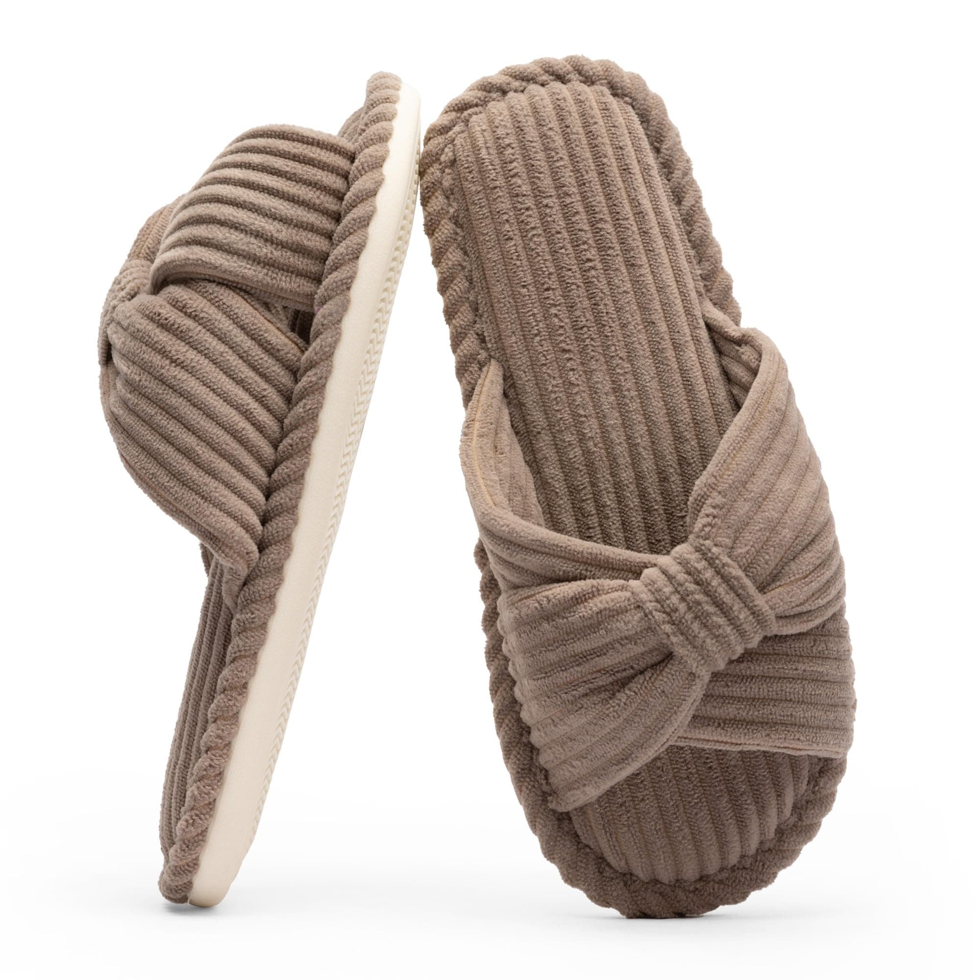 - Slippers for Women Memory Foam House Womens Slipper Slides Home Bedroom Bathroom Spa Open Toe Corduroy Bow Slippers Cozy Comfortable