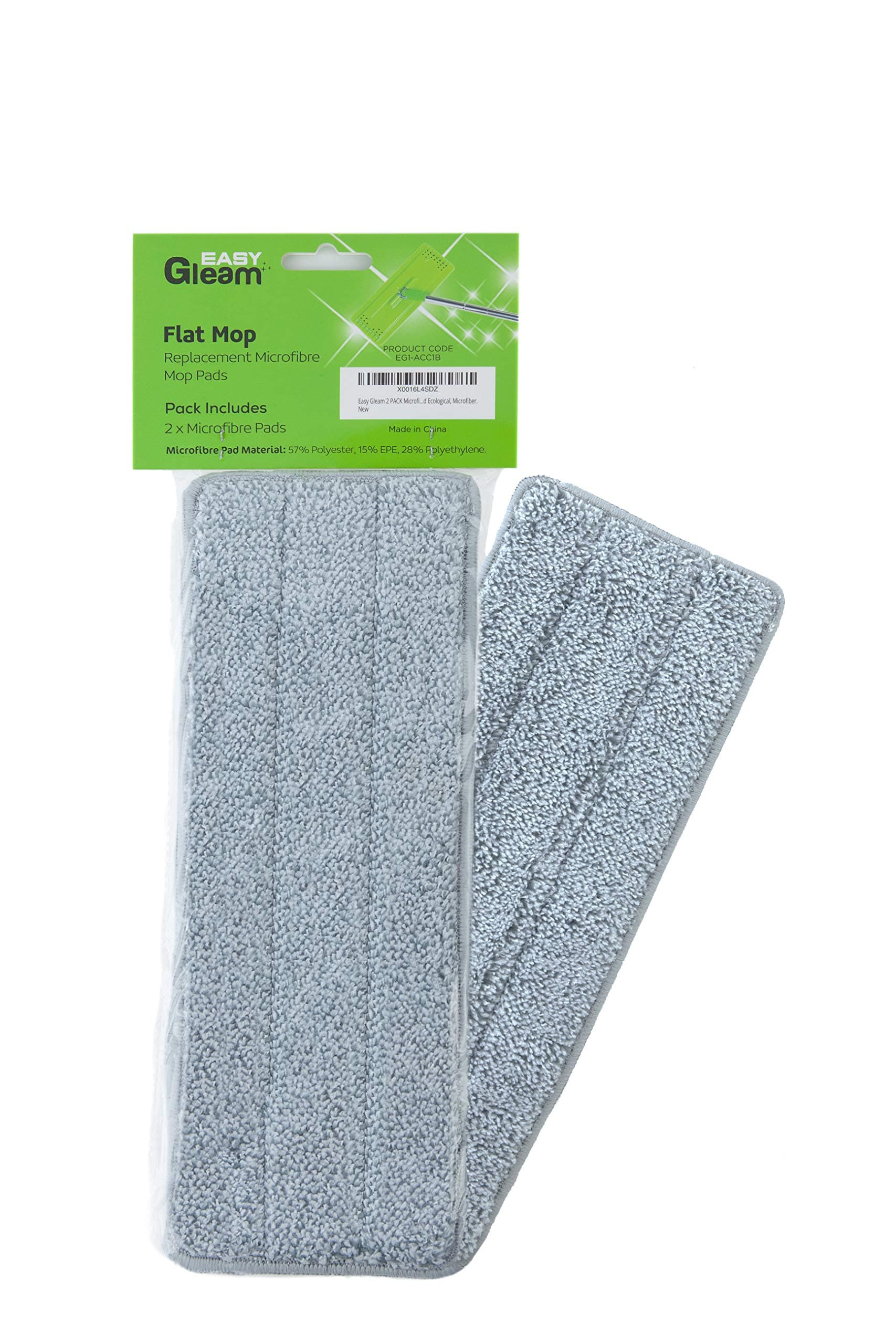 EasyGleam 2 PACK Microfibre Mop Pad Replacement ‎32 x 12 x 0.7 cm for EasyGleam Flat Mop and Bucket. Suitable for all floor types and machine washable. Super Absorbent and Ecological, Microfiber.
