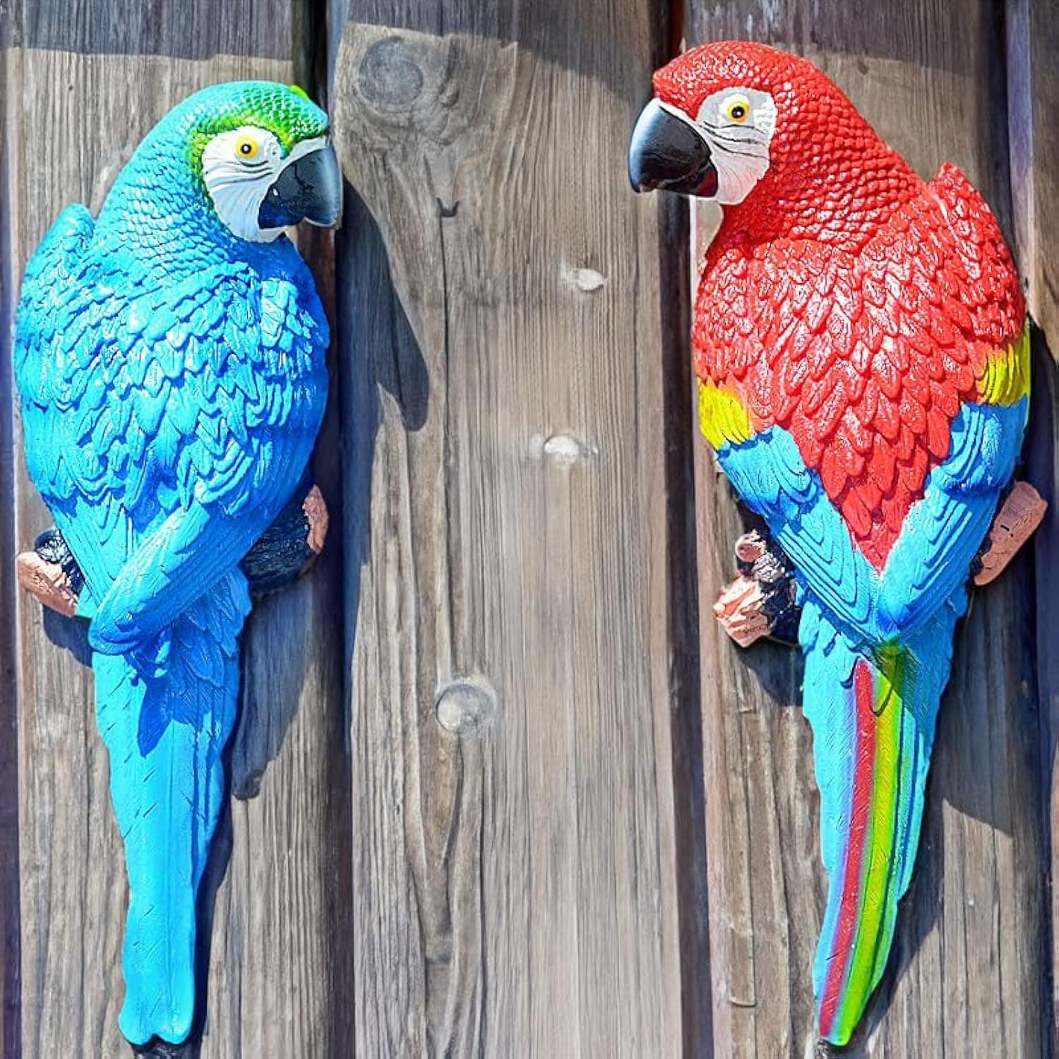 Real Tropical Hanging Parrot Decor,Bird Figurines,Resin Bird Statues,Home Ornament Decor for Tiki Bar,Perfect for Yard Ornaments,Tree Decorations Outdoor,Patio,Lawn,Tree Trunk, Porch