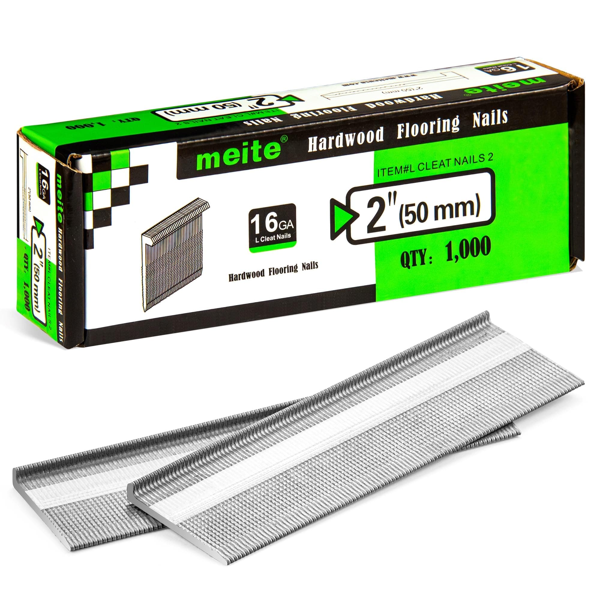 16 Gauge Flooring Nails 2 Inch, 16GA L Cleat Nails Hardwood Flooring Nails for Flooring Nailer Gun (1,000 Counts)