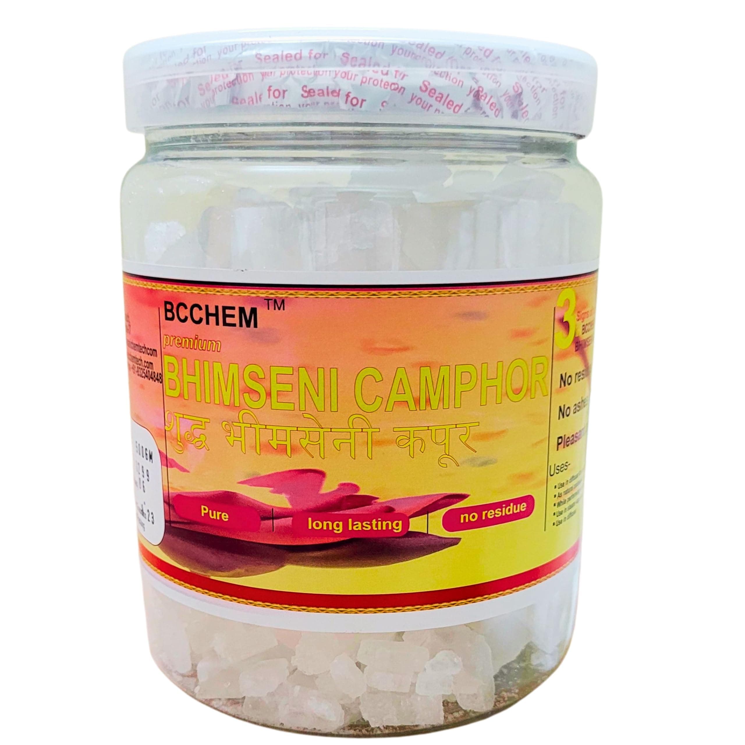 BCCHEM 100% Pure Bhimseni camphor original for diwali pooja, Aroma therapy, havan | No residue |long lasting (1 kg)