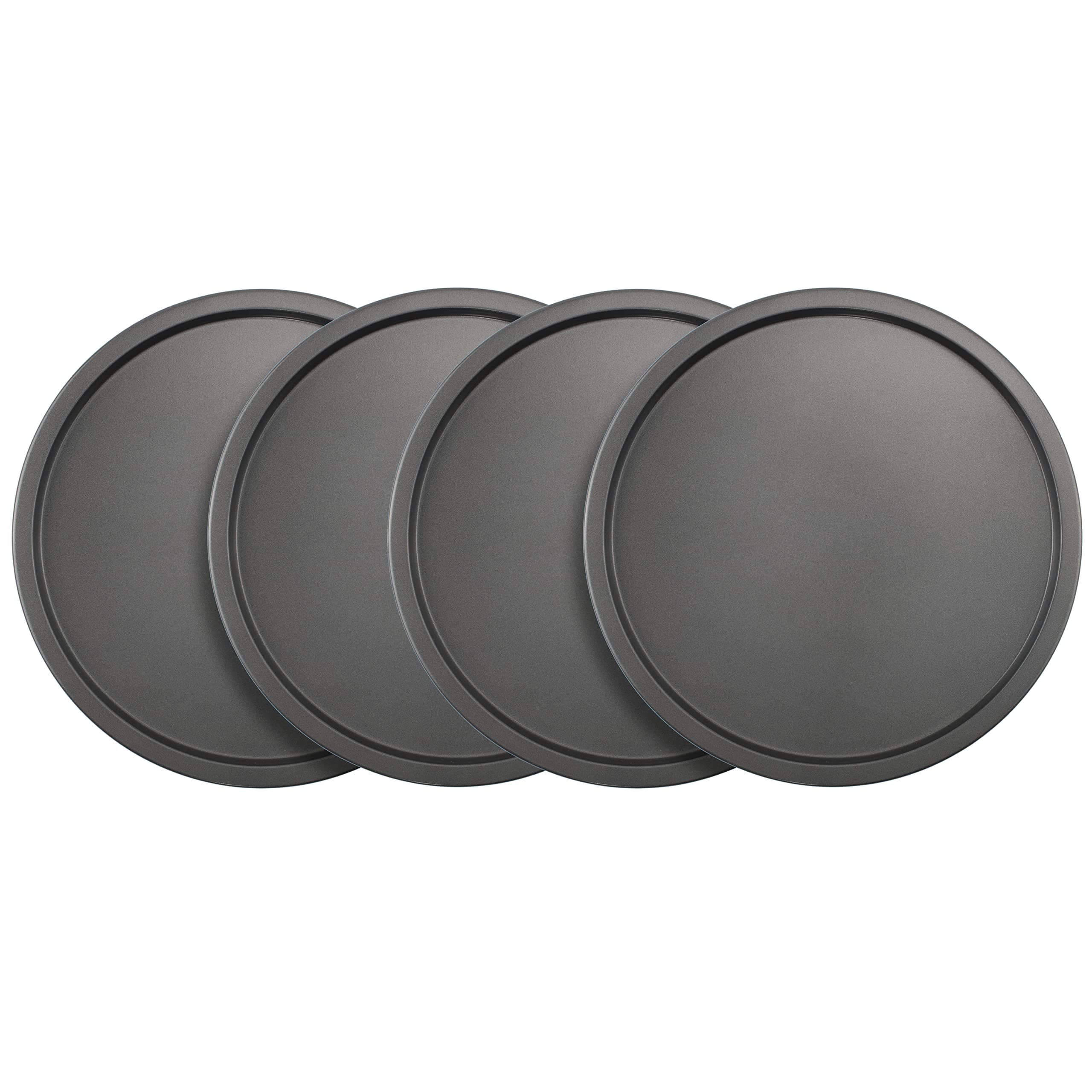 Set of 4 Nonstick Steel 10 Inch Personal Pizza Pans Set, Gray