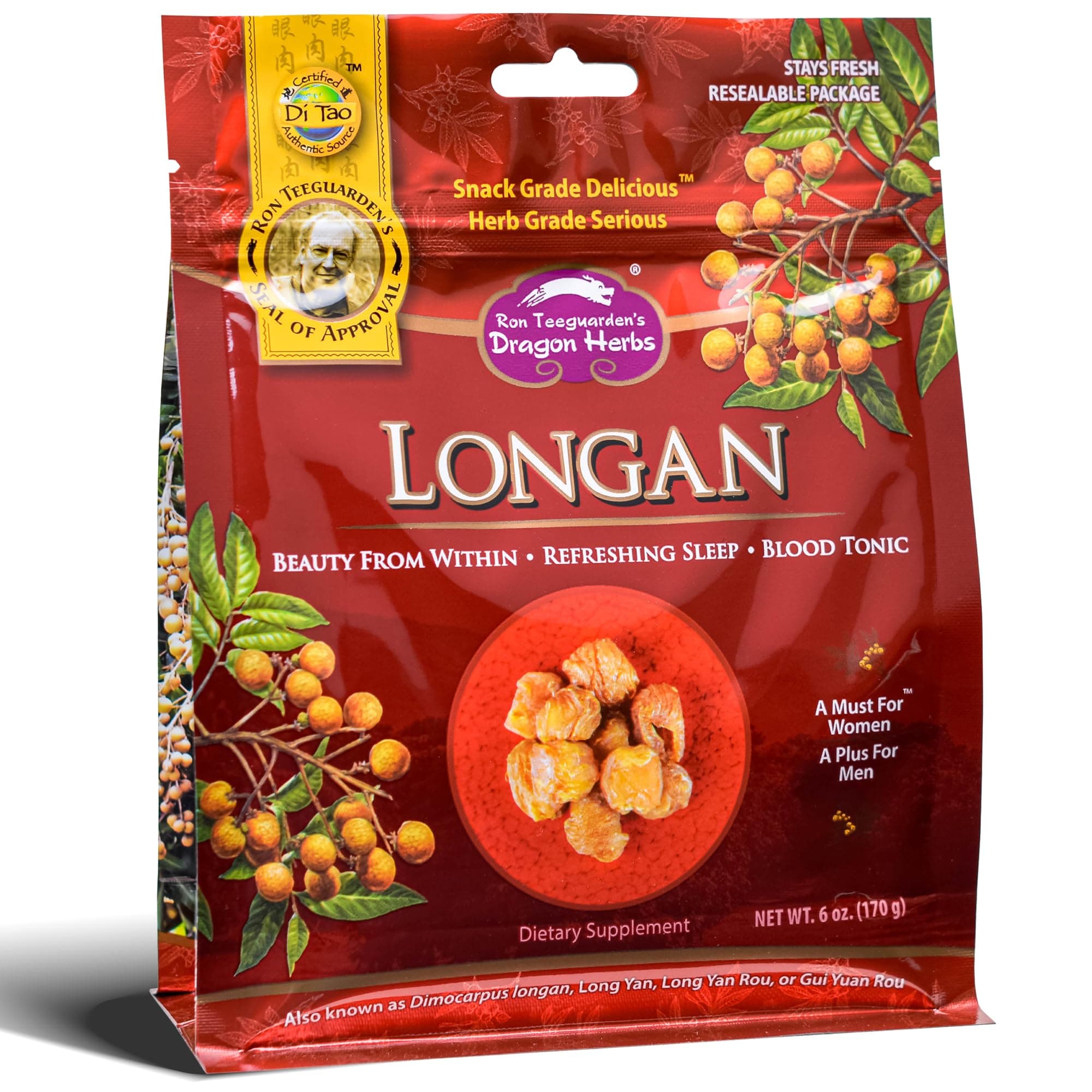 Longan 6 oz bag | dried fruit supplement to support skin, beauty, sleep, mood, stress, memory, heart and blood