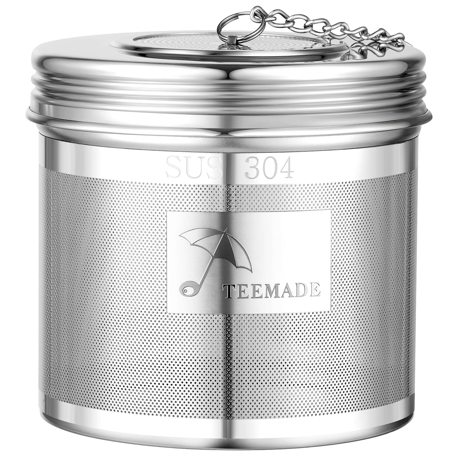 Extra Large Tea Infuser -304 Tea Filter with Threaded Lid & Chain Hook-Perfect for Loose Leaf Tea,Cooking,Herbs,Iced Tea & Soup - Extra Fine Mesh Tea Strainers