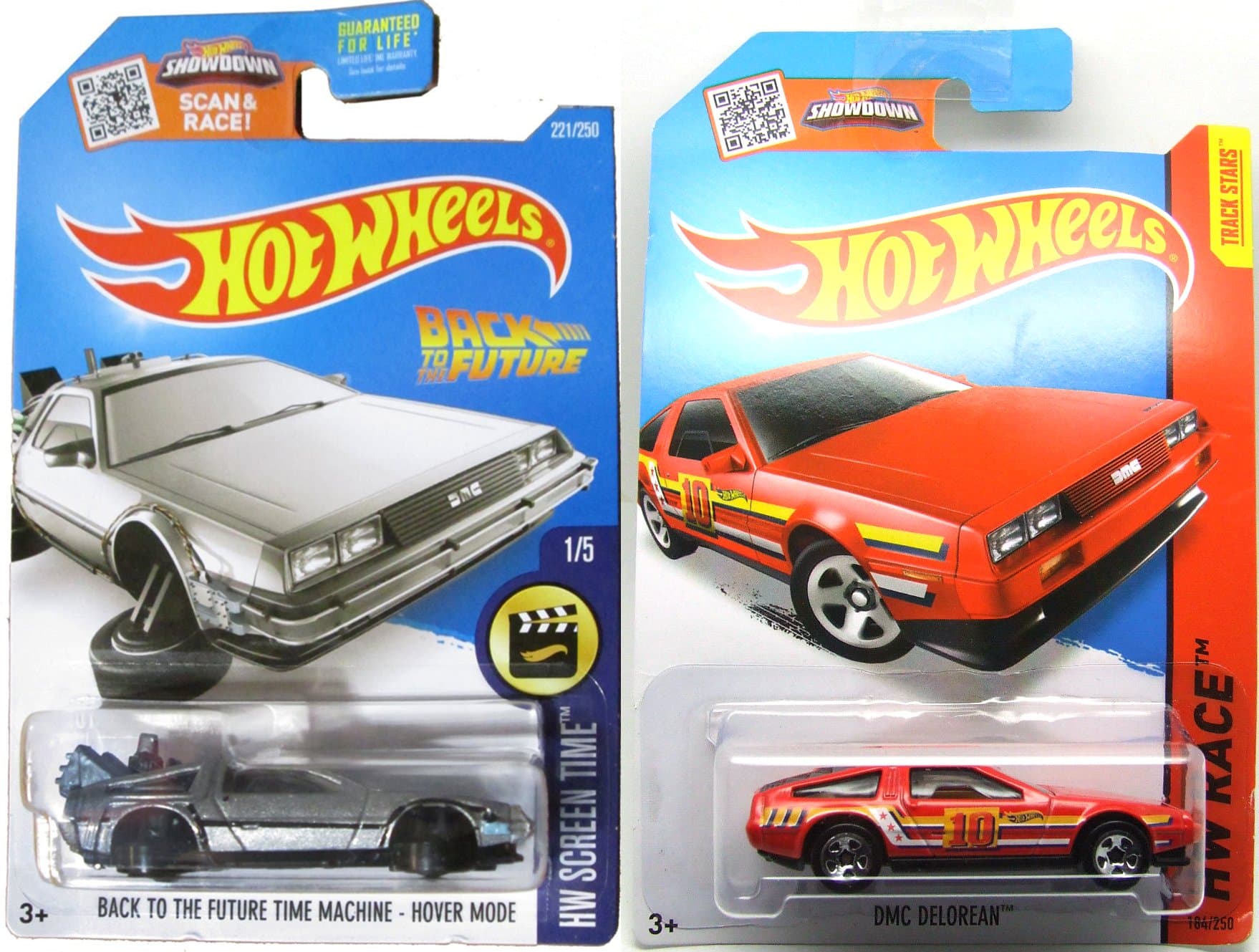 Back to the Future Batman 2016 Car Set Time Machine Hot Wheels Mainline Series Hover Mode Delorean Screen Time & DMC Delorean Race Track Stars #184