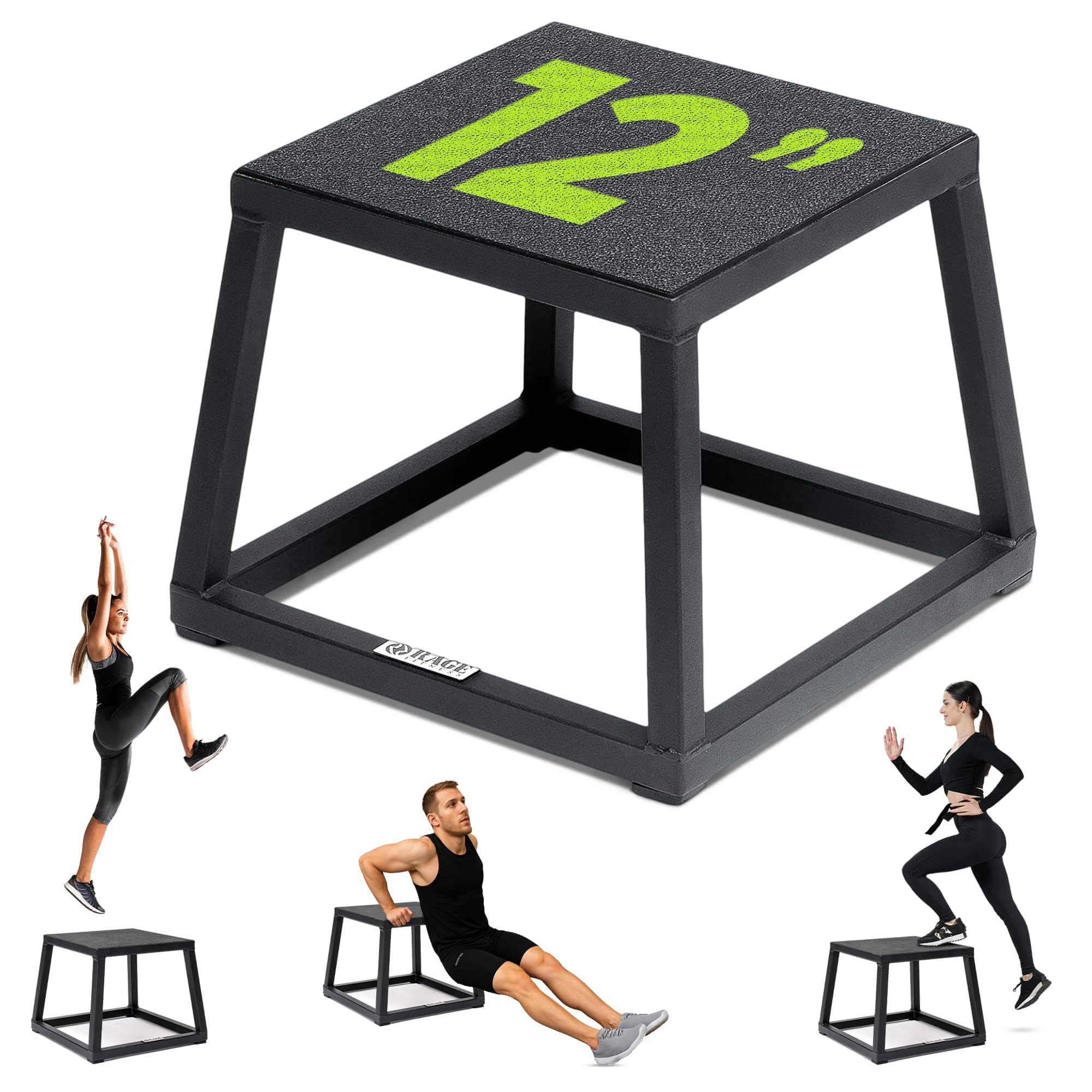 Steel Plyo Box 12-18-24 Inch High Anti-Slip Pre-Assembled Plyometric Jump Box for Home Gym Conditioning and Strength Training (Sold Individually) Plyometric Platform Step