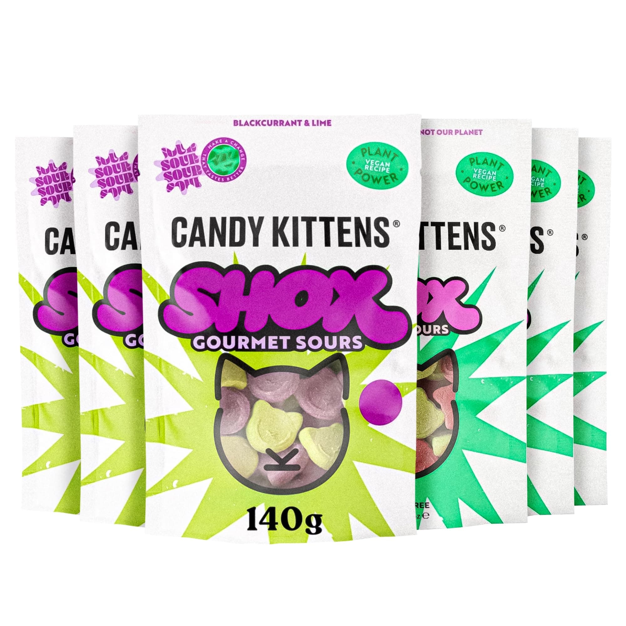 Candy Kittens Vegan Sweets SHOX Bundle – 3 Packs of SHOX Strawberry & Apple, 3 Packs of Blackcurrant & Lime – Perfect for Pick and Mix or Sweet Gift Box, Ideal Vegan Snacks for All