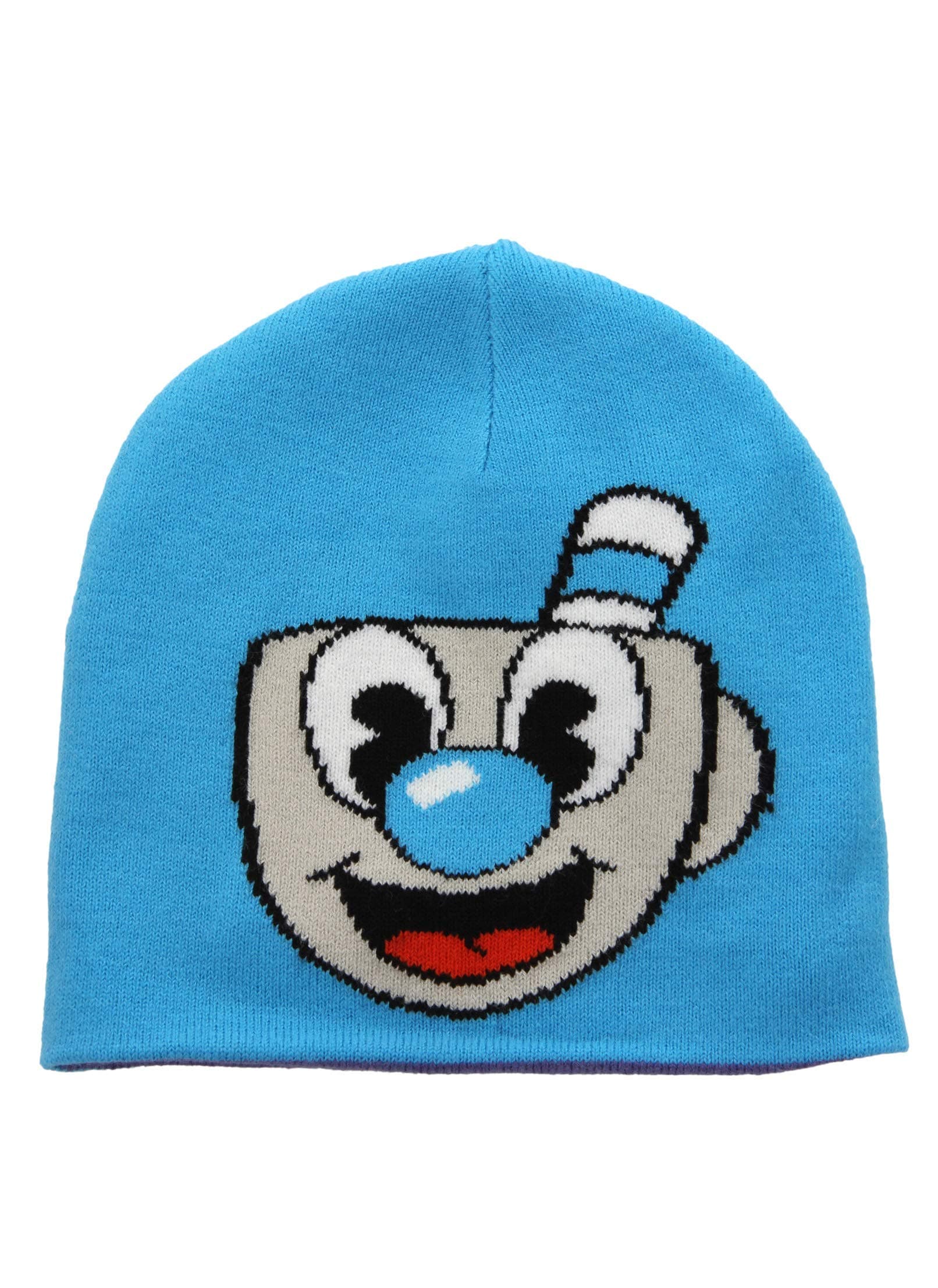 elope Cuphead Mugman Reversible Knit Beanie Hat Adults Kids Blue