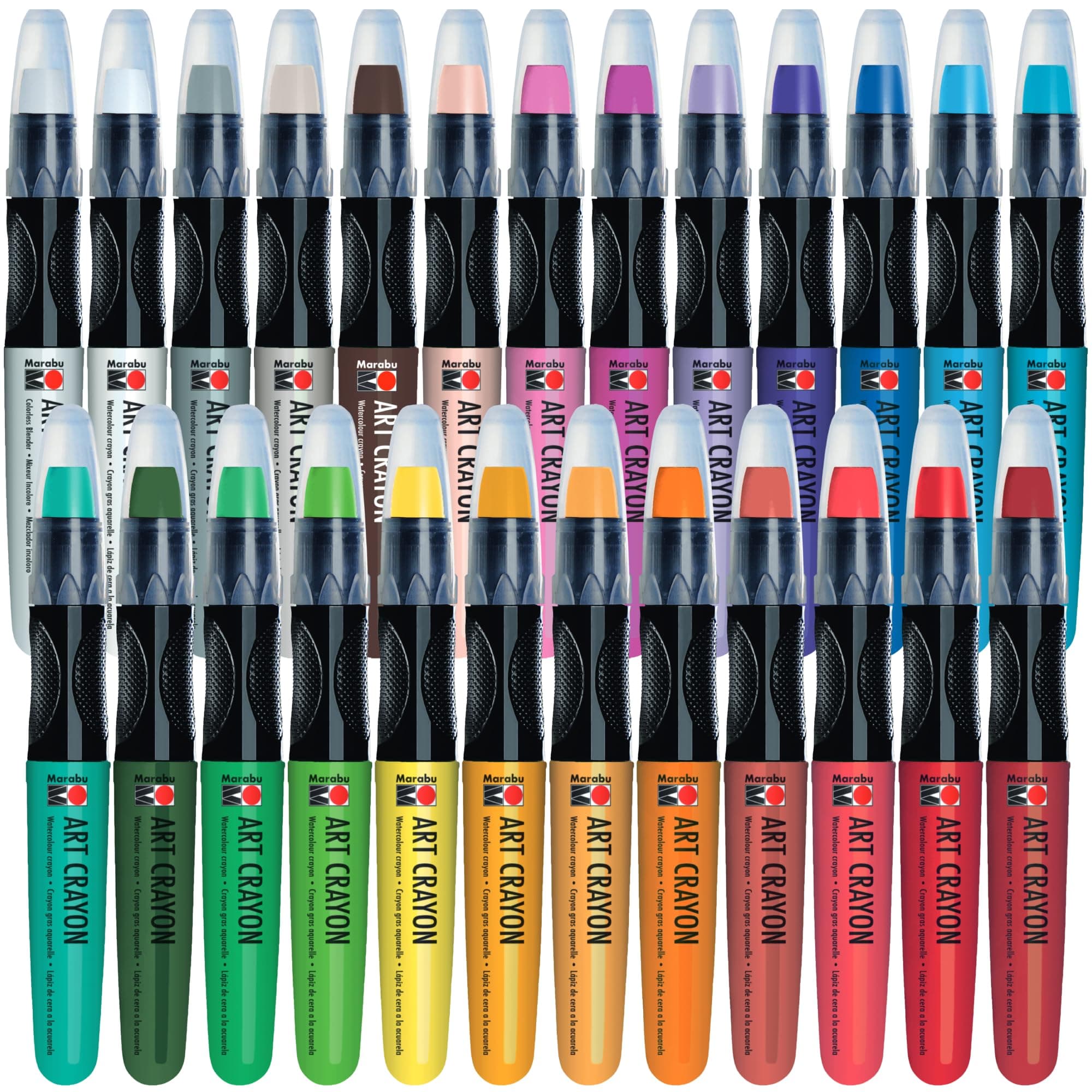 Art Crayons - 26 Colors | Smooth, Easy Blending Watercolor Crayons | Highly Pigmented Water Soluble Crayons for Fine Art and Mixed Media Artists | Complete Collection Set