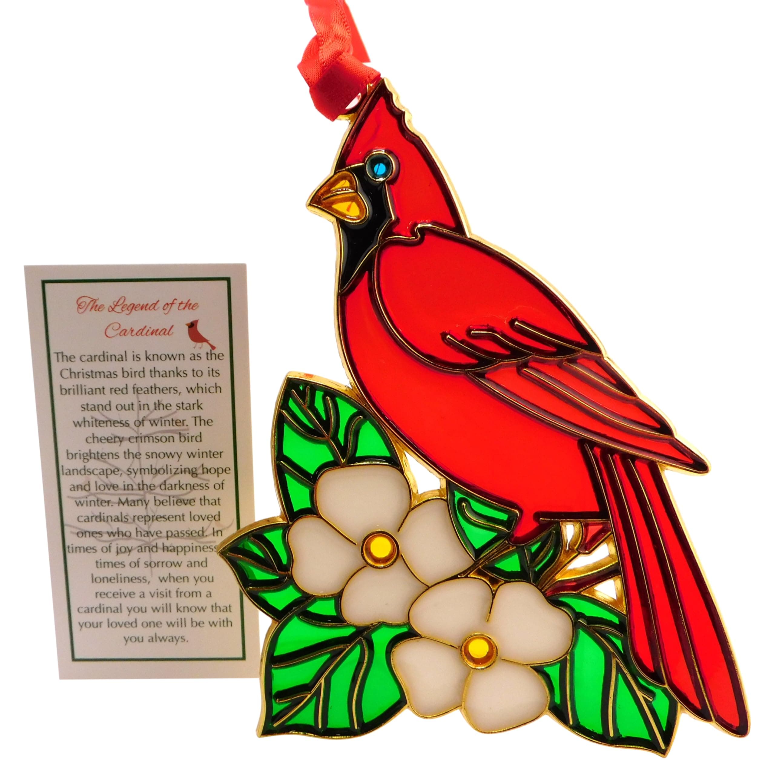 Cardinal Ornament with Legend Card Christmas Tree Decoration, 5 Inch