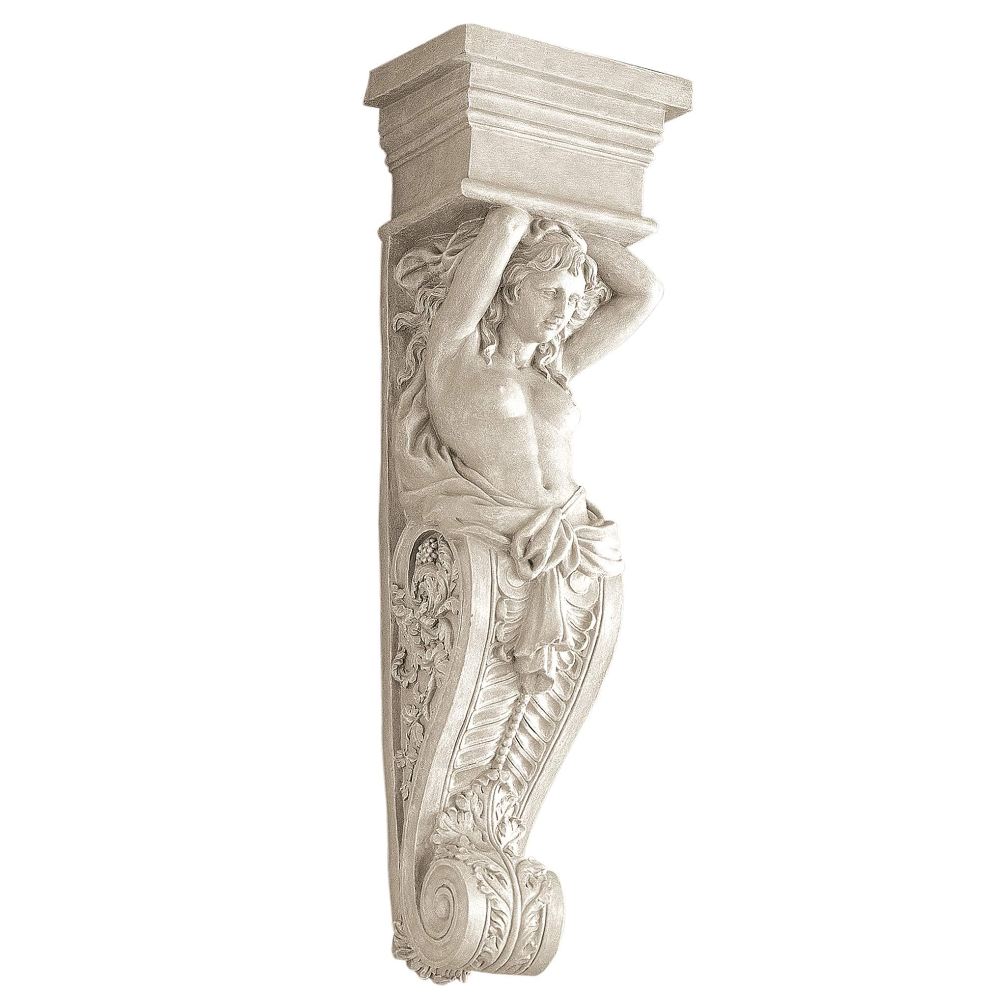NG30595 Caryatid Wall Sculpture,21.50 x 72.50 cms, Antique Stone