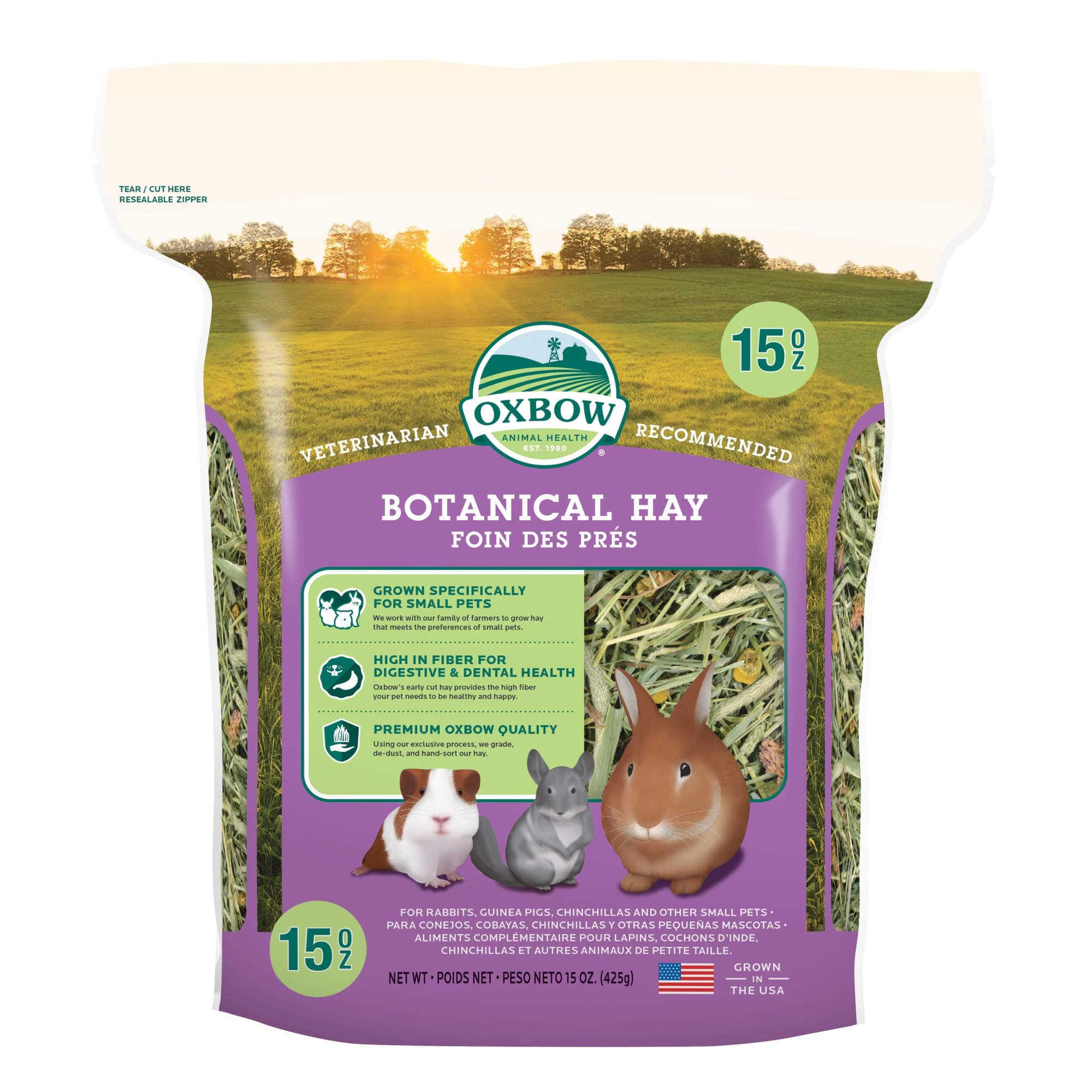 Oxbow Animal Health Botanical Hay For Small Animals, 15 Oz, Multicolour, 529.00900.3, Oxbow Animal Food