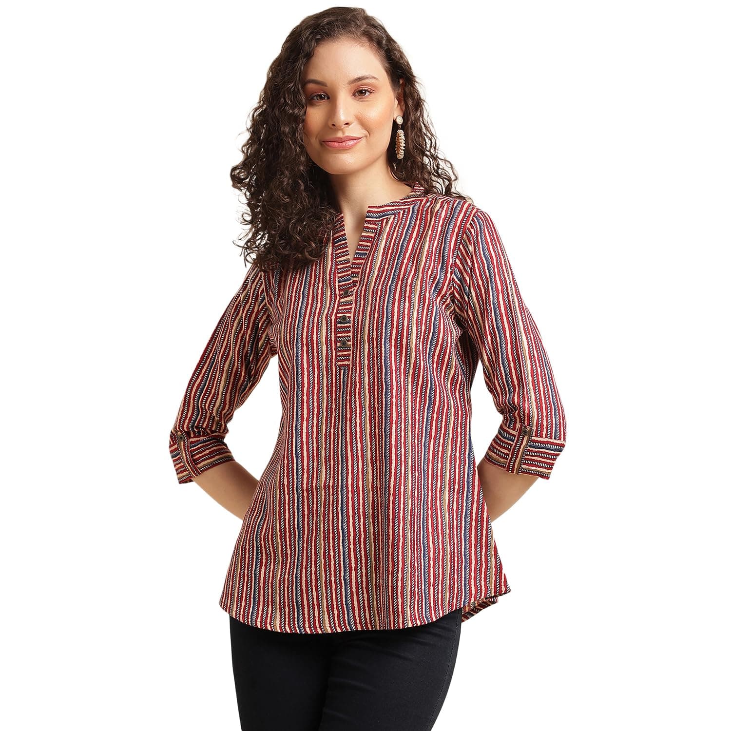 NAINVISHTops for Women Printed Regular Fit Shirt Top for Women|Tops for Women Stylish Latest|Office Wear Tops for Women|Cotton Blend Tops for Women