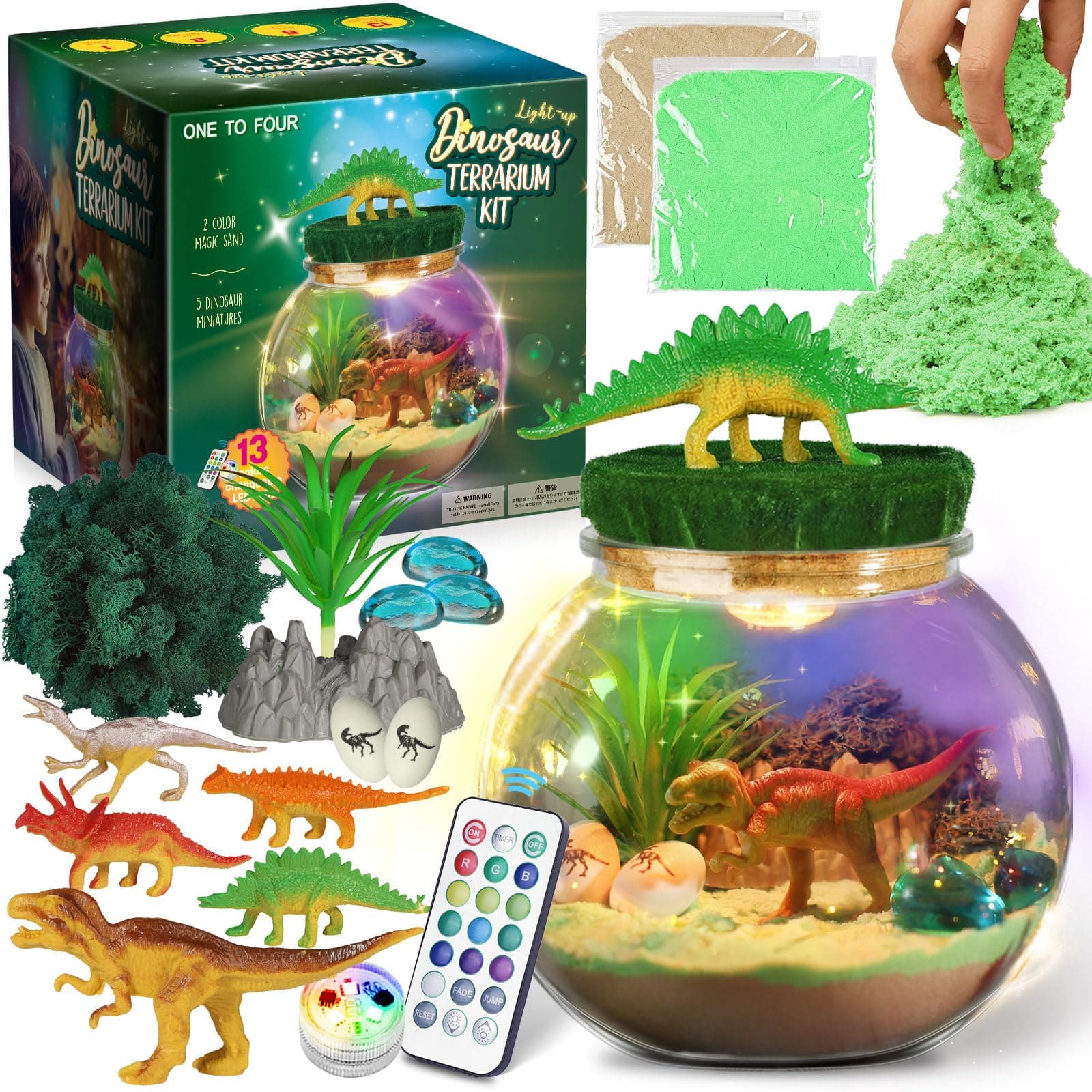 Dinosaur Toys for Boys - Dinosaur Terrarium Kit for Kids - Birthday Gift for Boys Ages 4 5 6 7 8-12 Year Old - DIY Educational Arts and Crafts Kit for Kids [Amazon Exclusive]