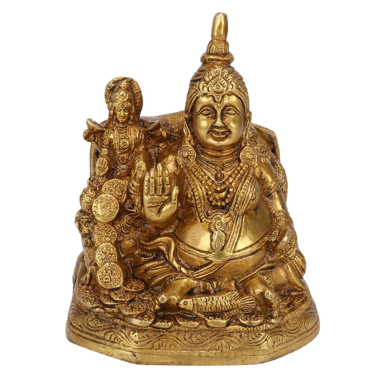 Kartique Brass Kuber with Laxmi MATA Idol - Gold Finish, 6 Inch Height -2 Kg Big Size for Home Decor, Wealth Attraction, and Spiritual Gift