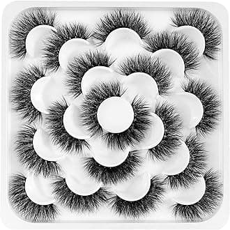 Newcally Lashes 3D Fake Eyelashes 18MM Dramatic Faux Mink Eyelashes Pack 10 Pairs Thick Long Volume False Eye Lashes