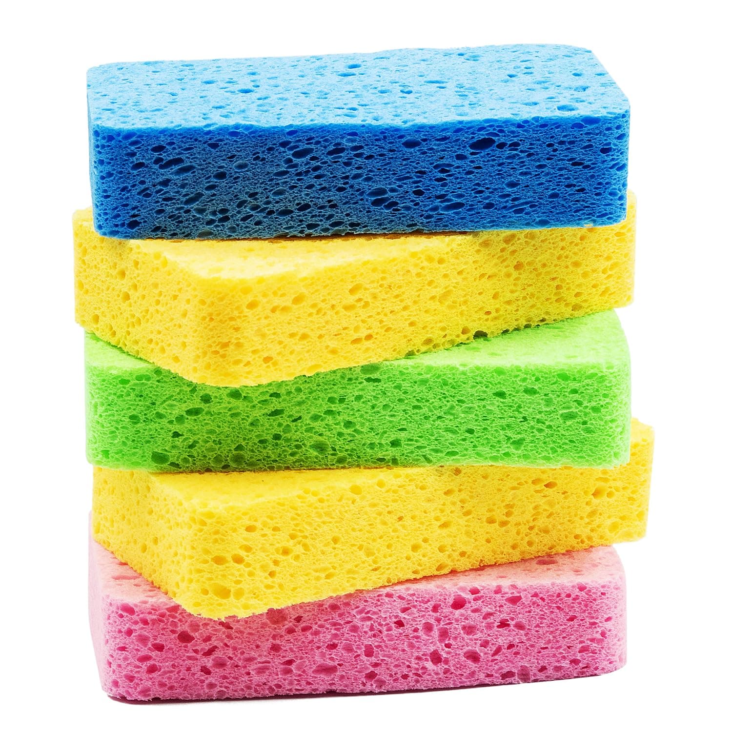 Large Cellulose Sponges, Kitchen Sponges for Dish, Thick Heavy Duty Scrub Sponges, Non-Scratch Scrubber for Household, Cookware, Bathroom, Compressed Packaging (5 Pack)