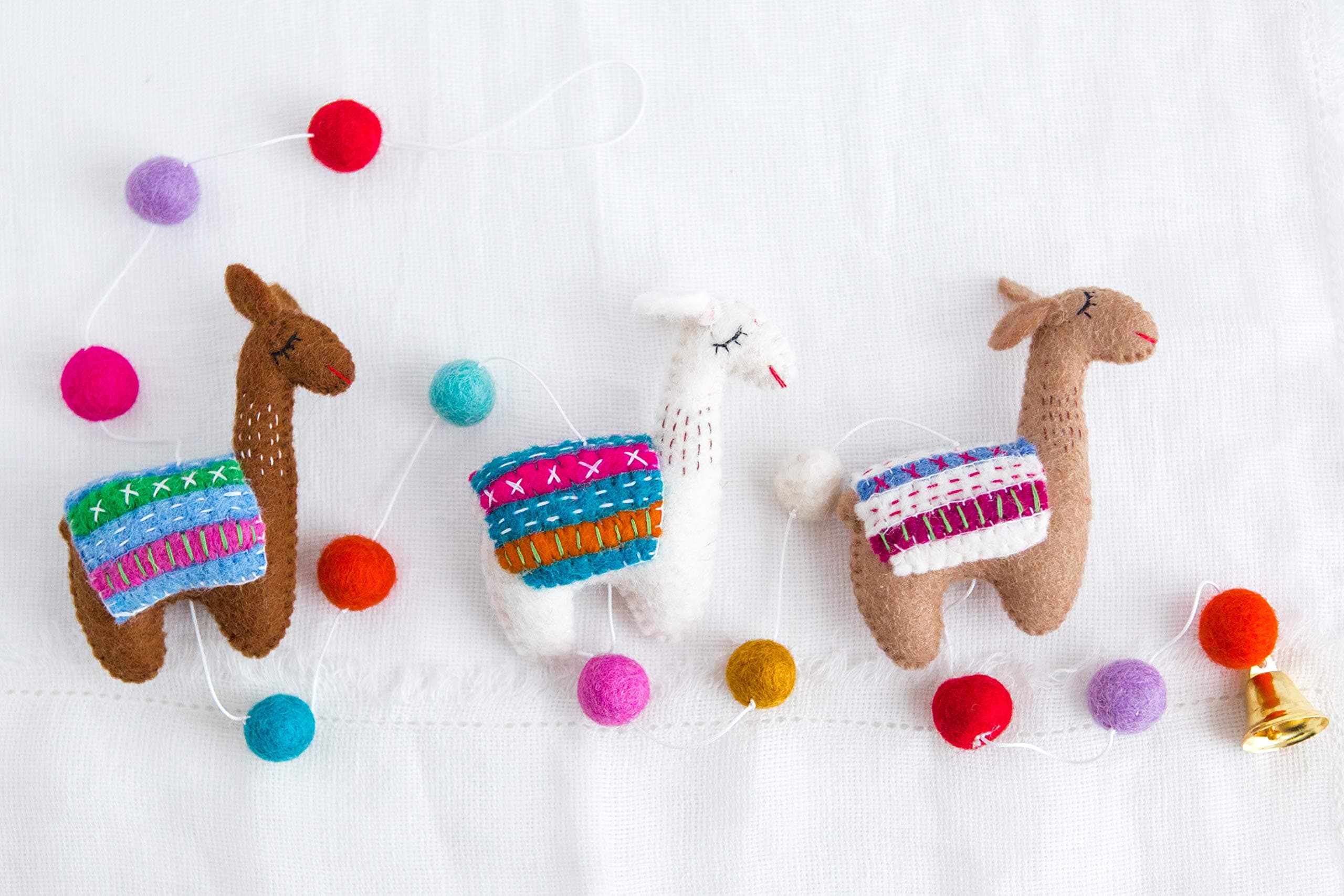 Llama Garland with Bell/Llama Decor/Boho Nursery Garland/Felt Llama Banner/Felt Alpaca Garland