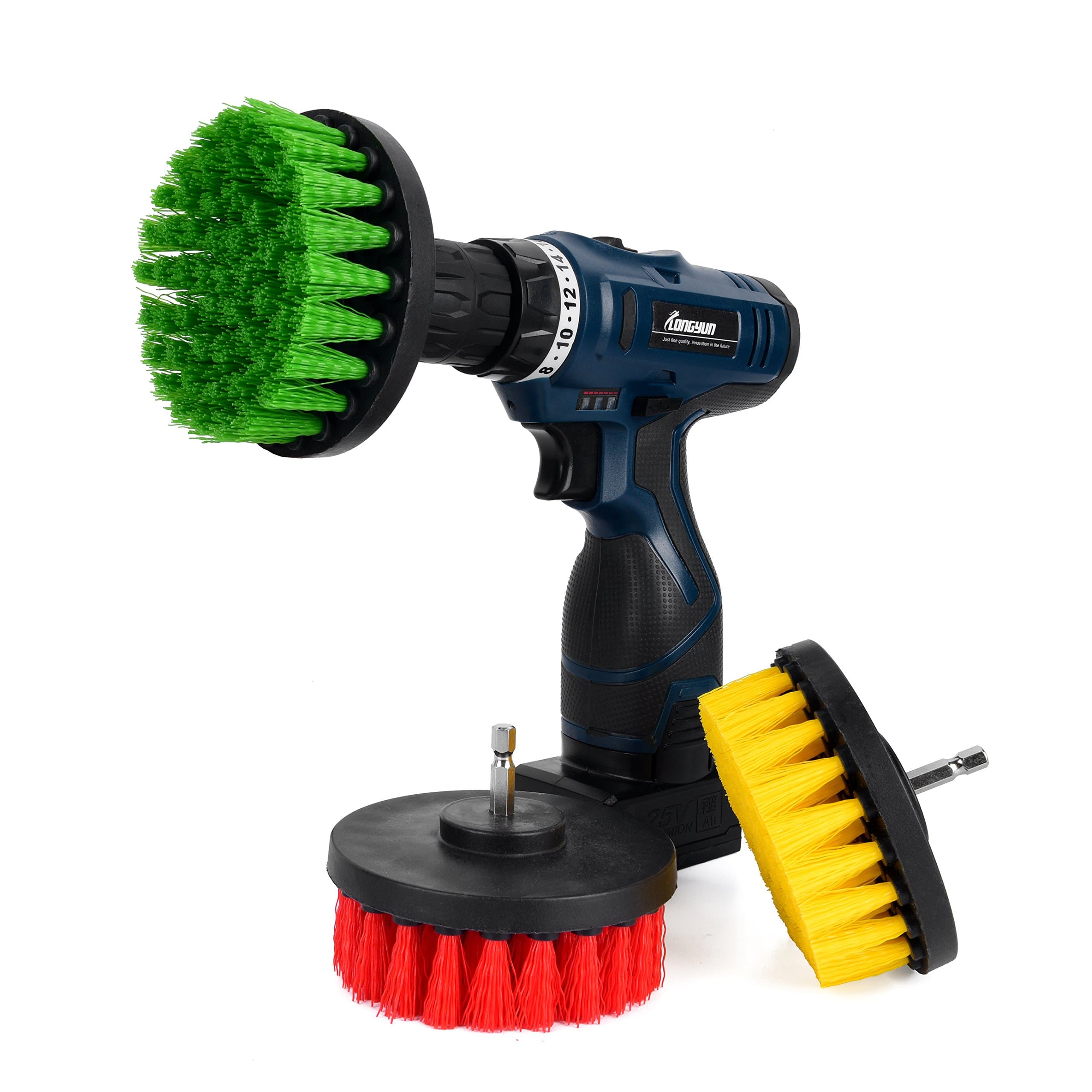 Cleaning Scrub Drill Brush Set (Pack of 3) Different Brushes For Different Uses | Nylon Bristles Power Brushes | All Purpose Brushes For Easy Cleaning of Tub, Shower, Kitchen, Outdoors, Sink, Grout