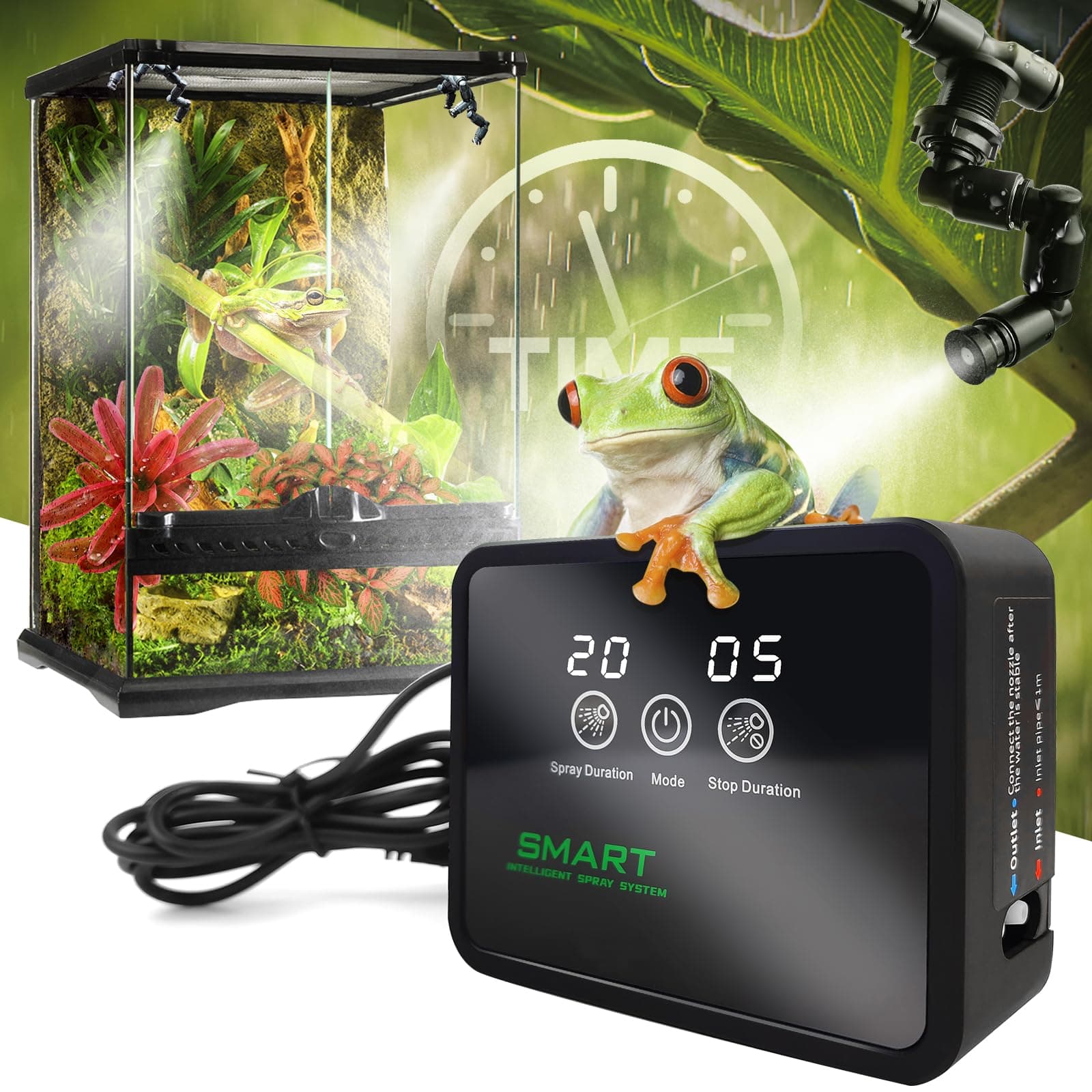 Reptile Fogger Automatic Reptile Mister Fogger for Terrarium, Timed Terrariums Humidifiers for Chameleon/Lizard/Snake/Turtle/Frog