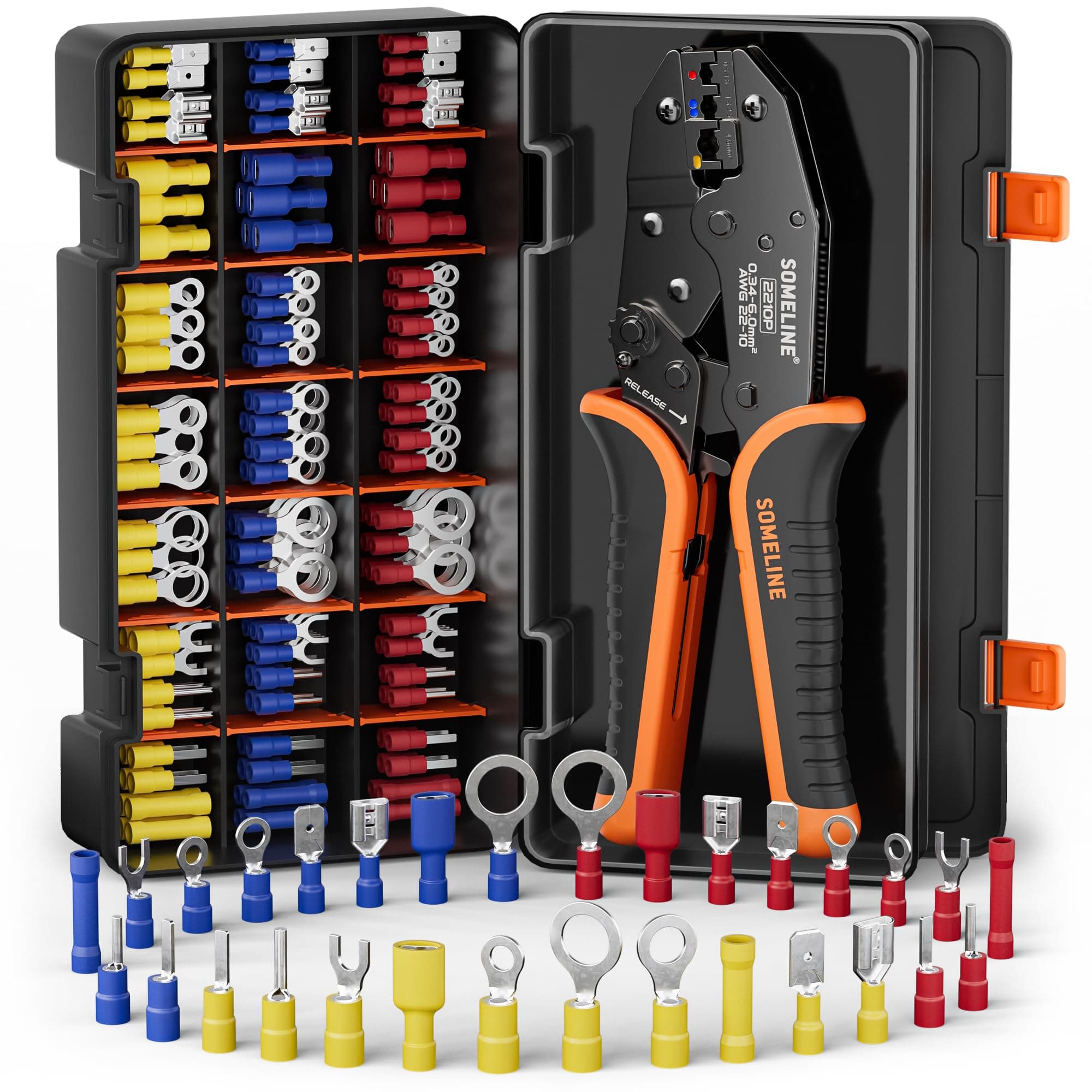 Someline Crimping Pliers Incl. 30 Types Of Cable Lugs - Assortment For [0,34-6Mm²] Tool,Cable Set Sleeves Ferrule Tool Kit