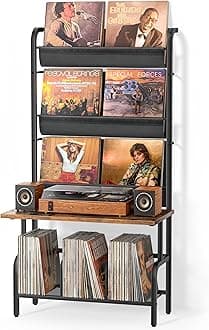 Record Player Stand, Vinyl Record Storage Holder Display Shelf, Record Player Table Turntable Stand Large Record Player Cabinet Organizer, Media Console Stereo Audio AV Rack, Gifts for Music Lovers