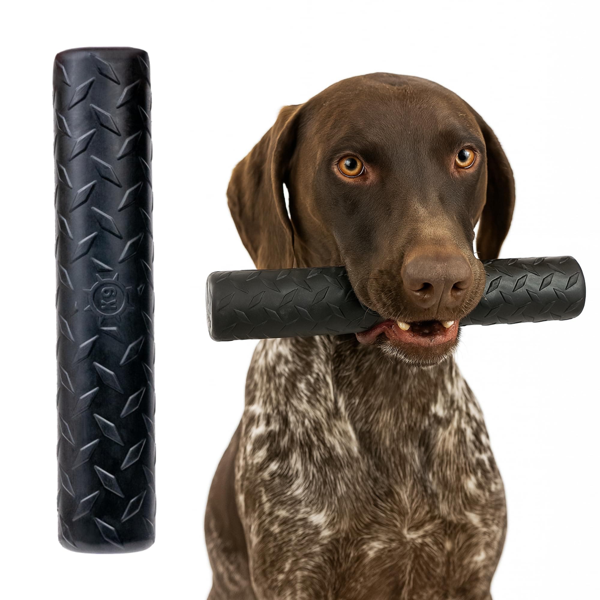 Monster K9 Indestructible Stick Dog Toy - Lifetime Replacement - Durable for Aggressive Chewers - Safe Non-Toxic Natural Rubber - Chew, Tug & Fetch - Tough, Heavy Duty - USA Made - Solid-Core, 9" x 2"