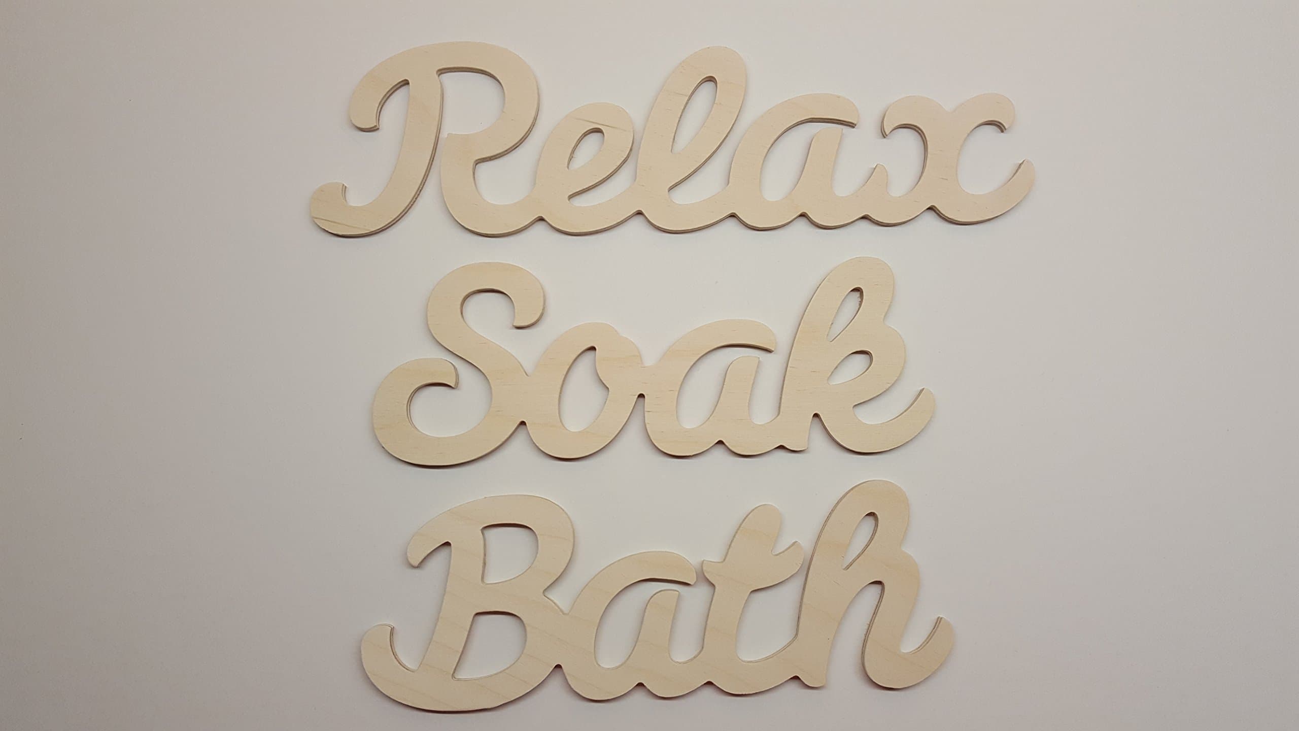 Set of three bathroom words - Bath Relax Soak