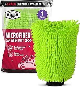 Car Wash Mitt Microfiber, 1PK-Scratch-Free& Lint-Free, Premium Chenille Microfiber Mitt Car Wash Brush-Green Regular Size (7.12''X10.14'')