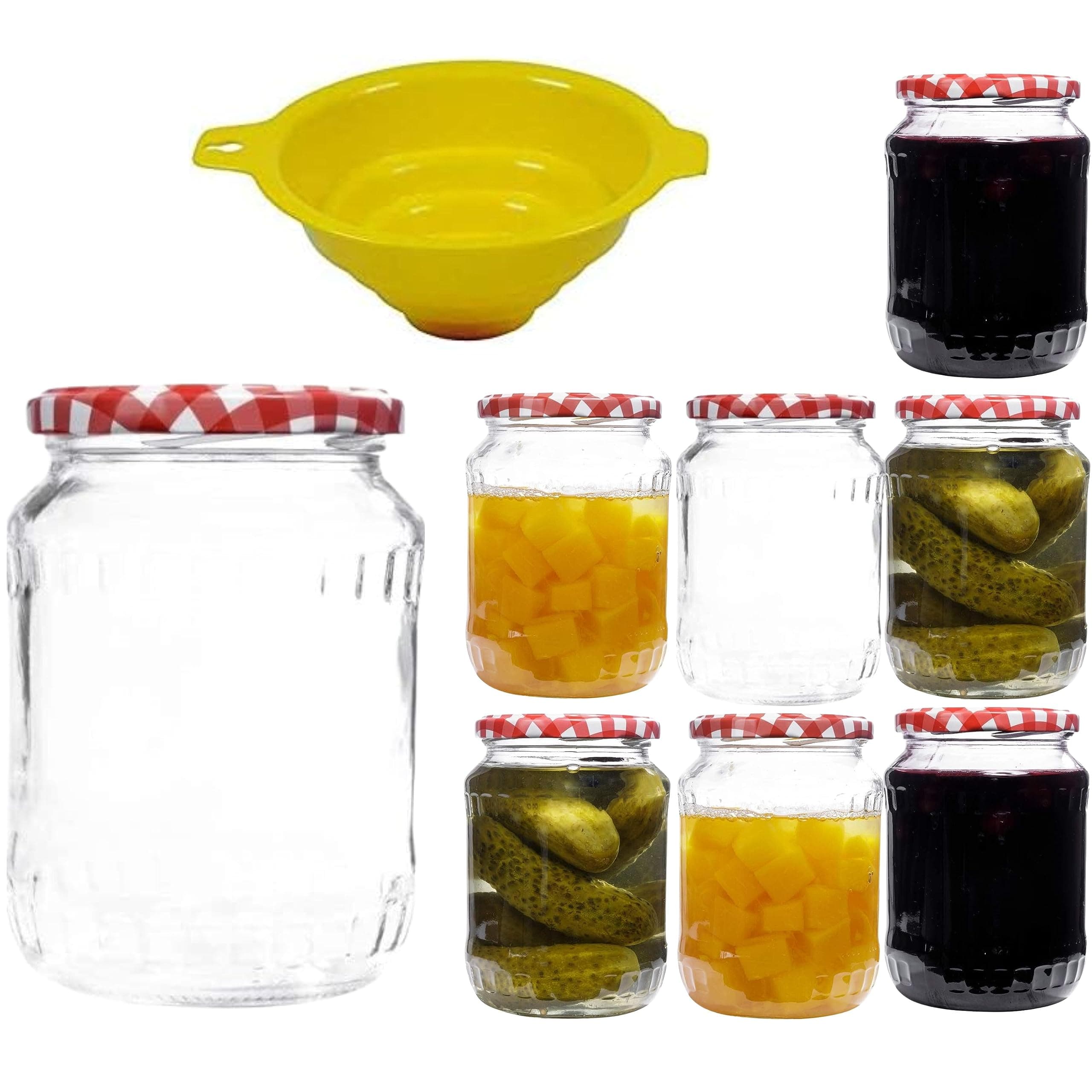 mikken 8 x Preserving Jars 720 ml Food Containers with Screw Cap, Food Storage Jars including Preserving Funnel