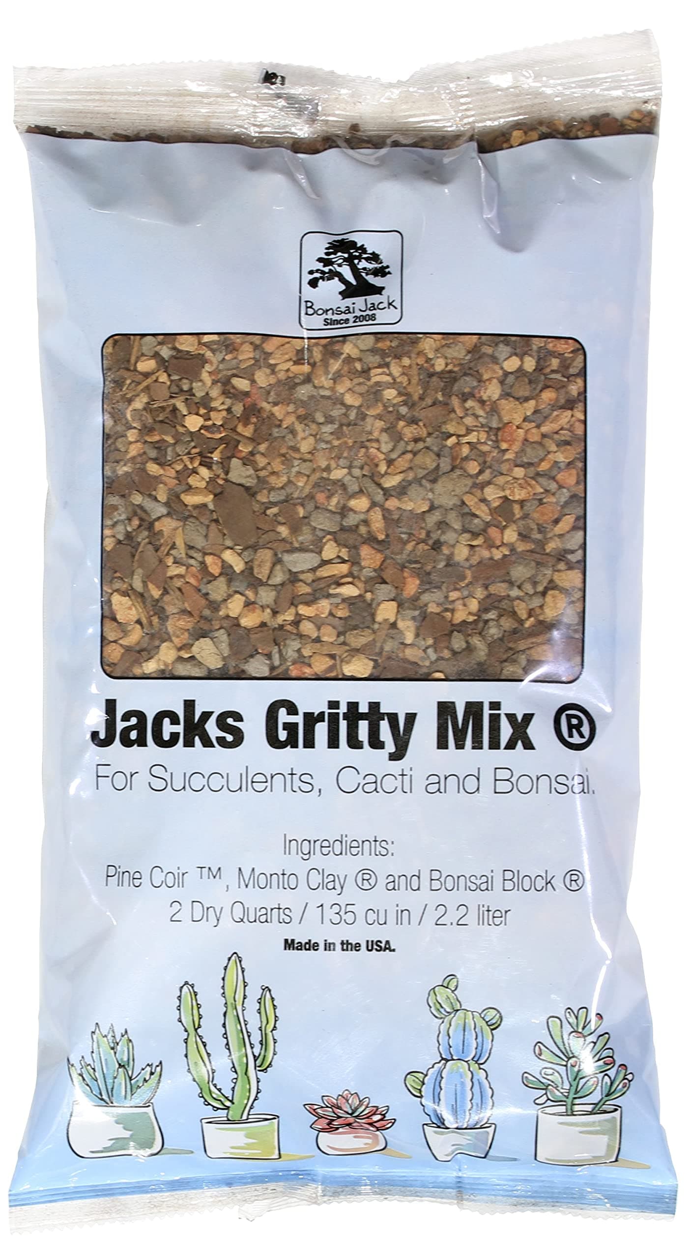 Succulent and Cactus Soil - Jacks Gritty Mix #111 - 2 Quarts – Fast Draining – Fight Root Rot – Optimized pH
