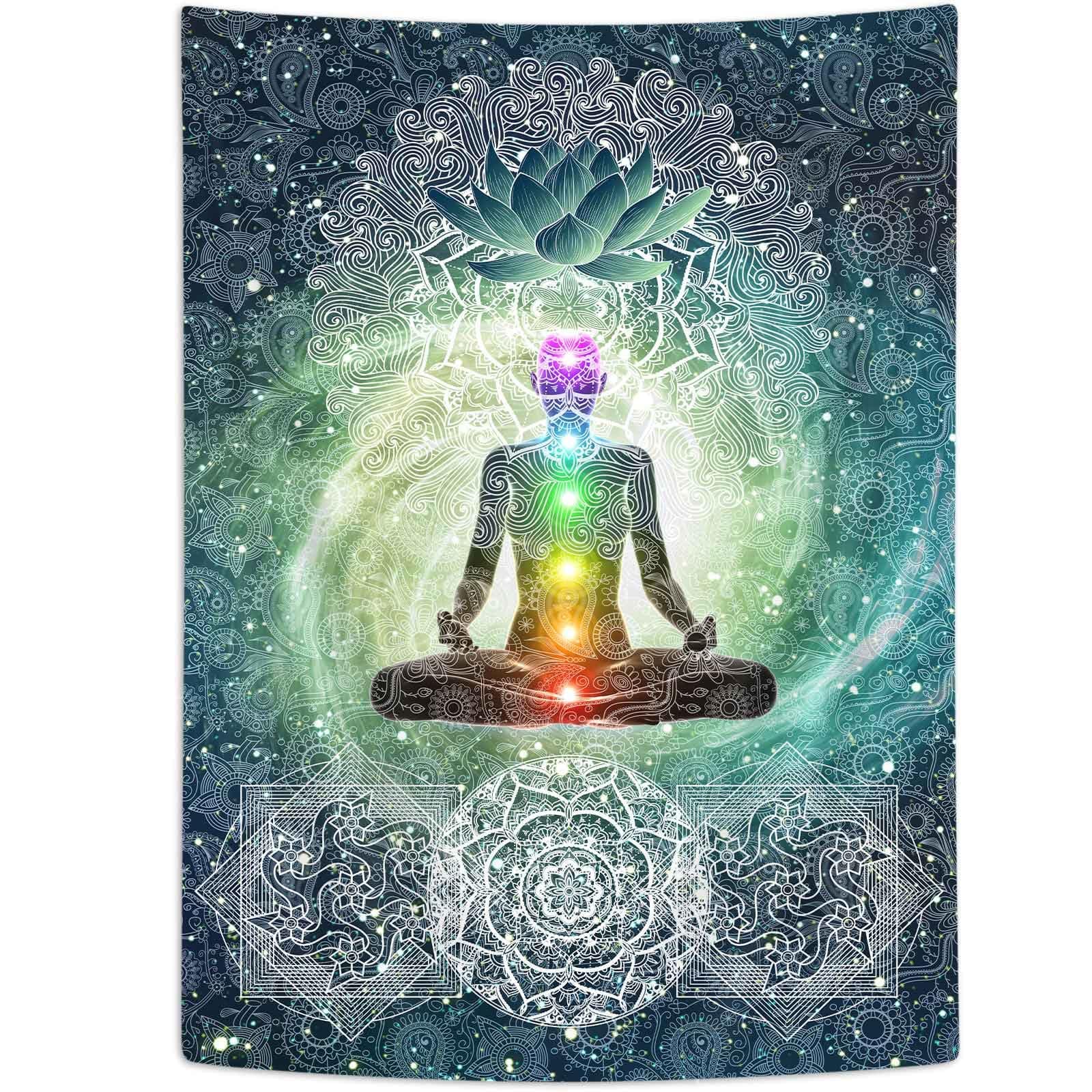 DYNH Meditation Vertical Tapestry, Yoga Decor Tapestry Wall Hanging for Bedroom, Lotus Tapestries Poster Beach Blanket College Dorm Home (40W X 60H)