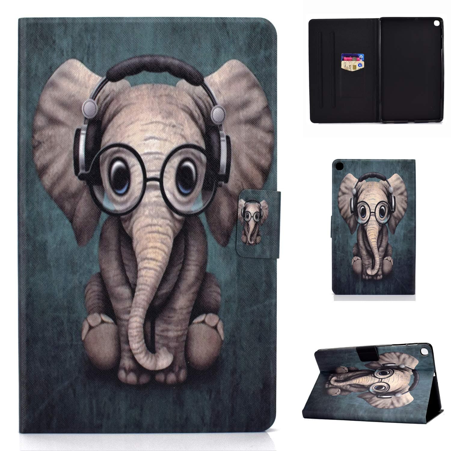 Lspcase Galaxy Tab S5e 10.5 Inch Case PU Leather Cover Flip Stand Tablet Protector With Auto Sleep/Wake Function and Card Slots For Samsung Galaxy Tab S5e 10.5 SM-T720 / T725 Baby Elephant