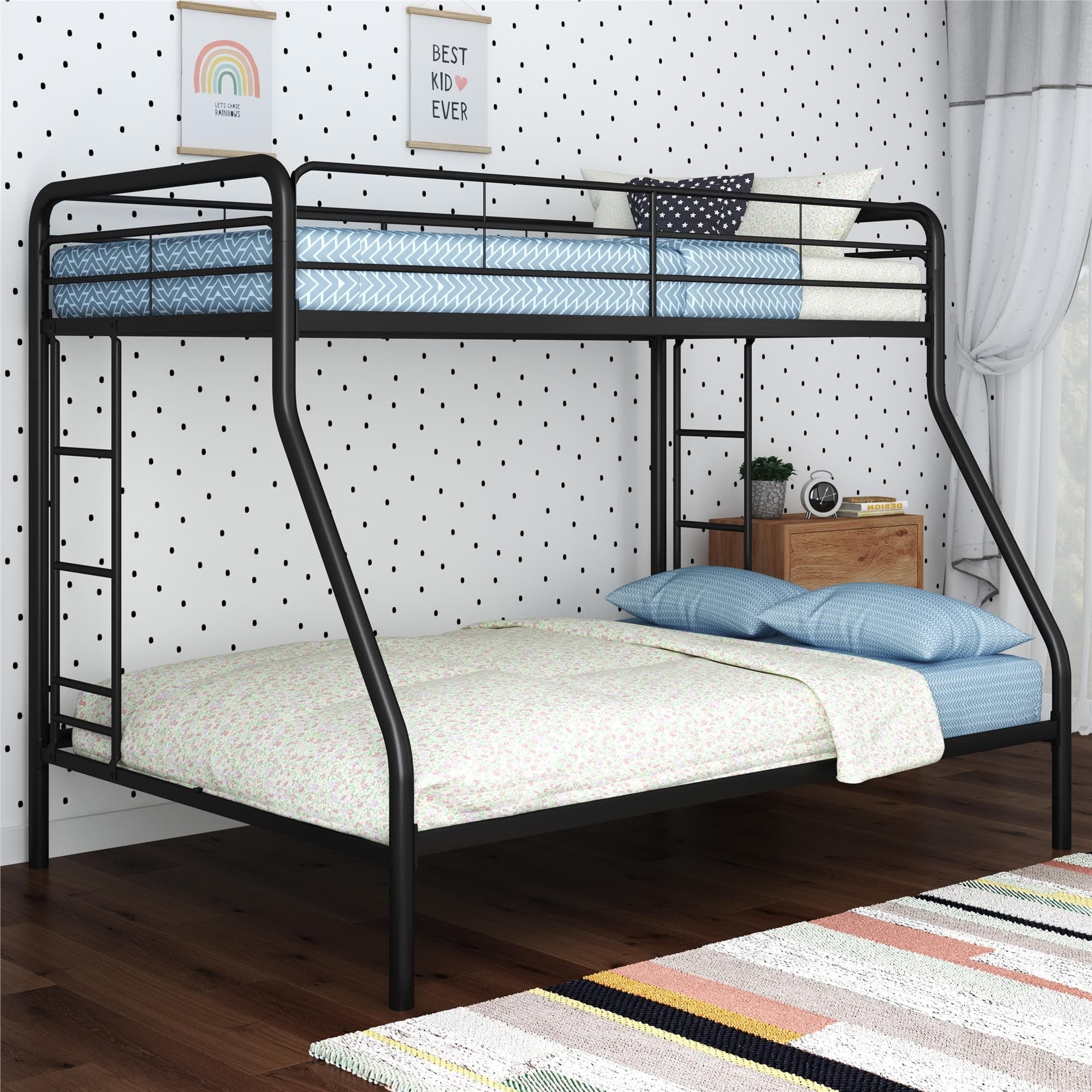 DHP Twin over Full Black Bunkbed