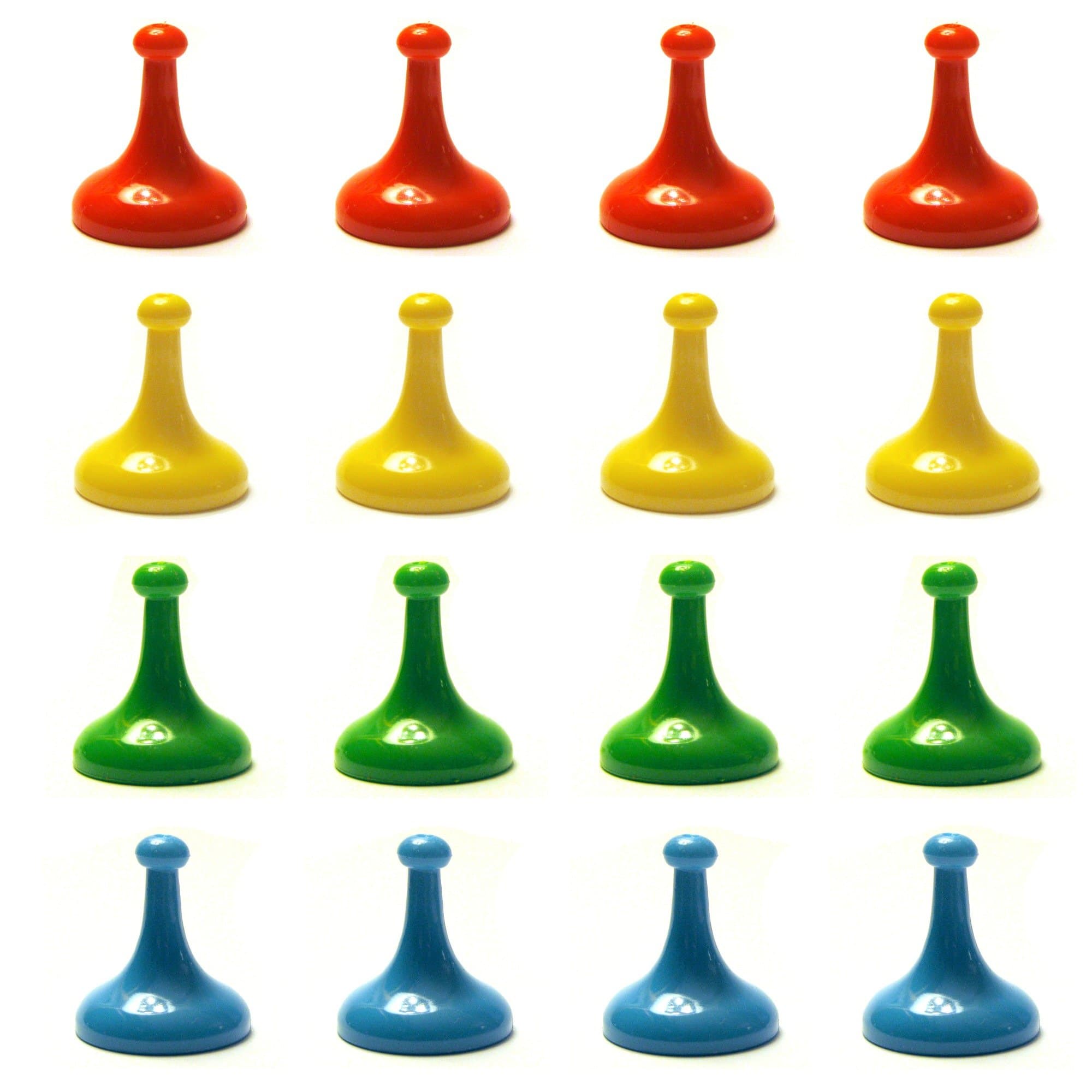 SORRY Set of 16 Replacement Pawns / Pieces, 1" Height (Red, Yellow, Green, Blue)