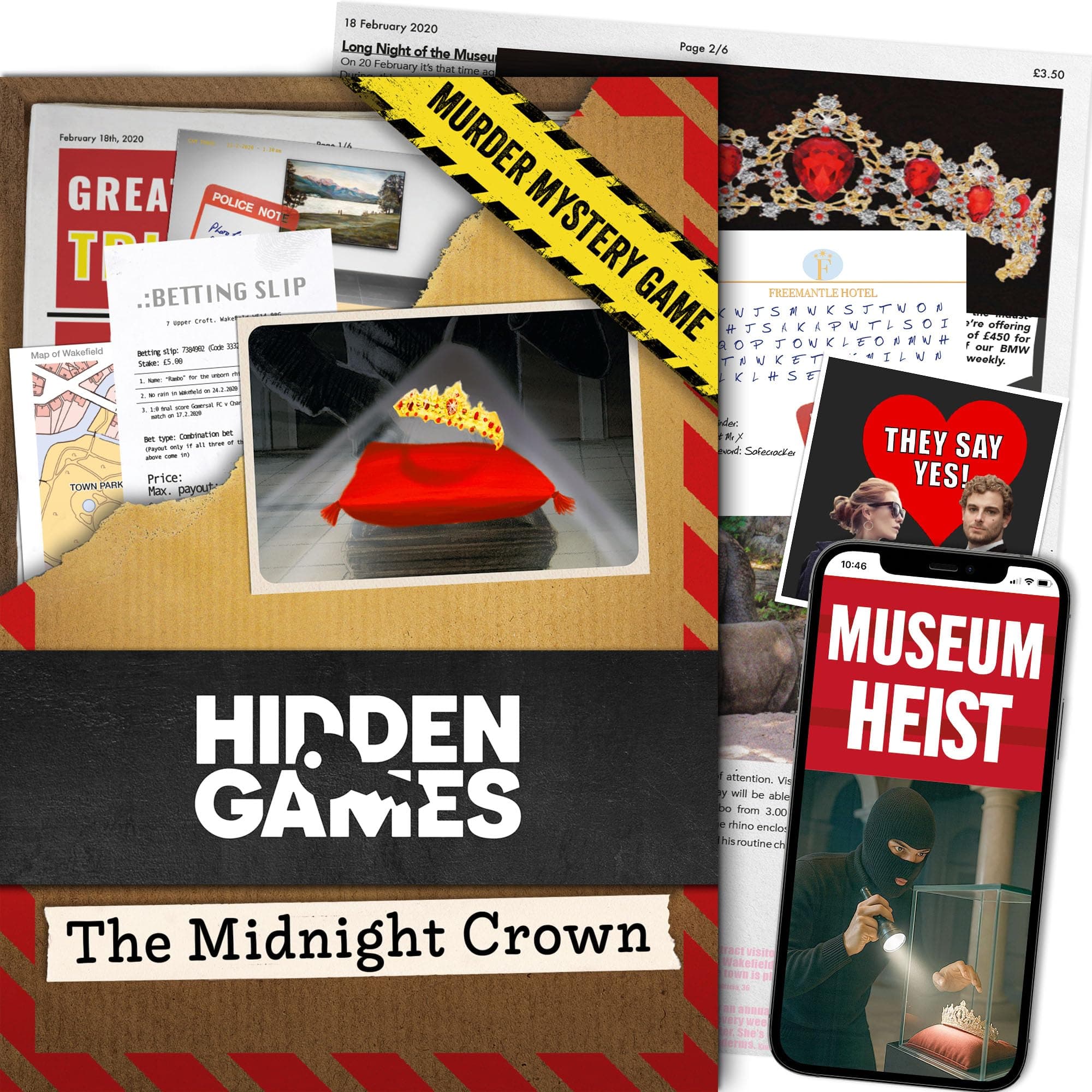 Hidden Games – Cold Case Detective Game – Solve a Mysterious Heist, Track the Robbery Trail – Catch the Cryptic Killers – Murder Mystery Case File – Escape Room Games for Adults – The Midnight Crown