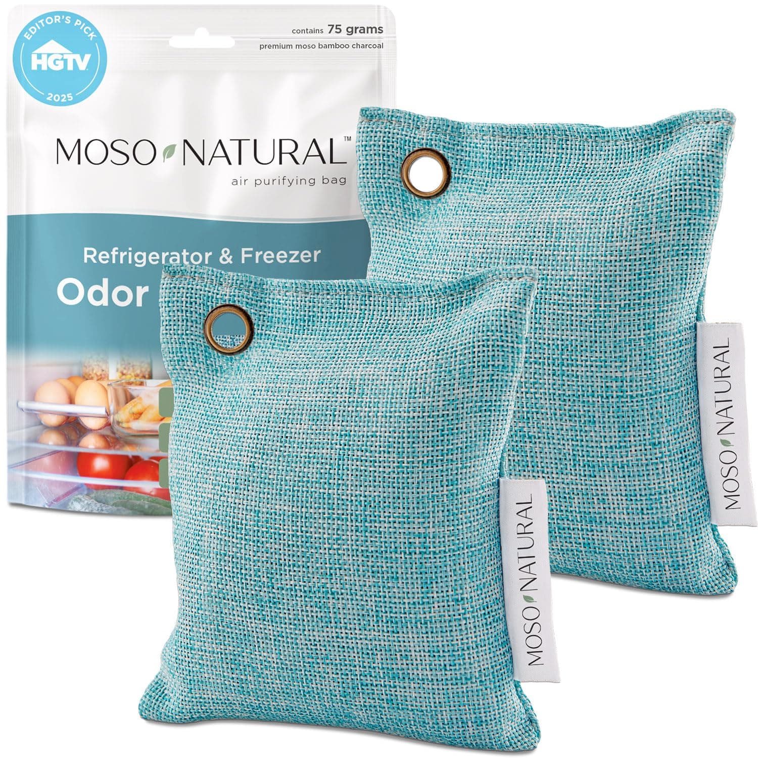 ﻿Moso Natural Fridge Odor Eliminator (2 Pack) HGTV Editor’s Pick, Bamboo Charcoal Refrigerator Deodorizer for Fridge and Freezer, Unscented Reusable Odor Absorber