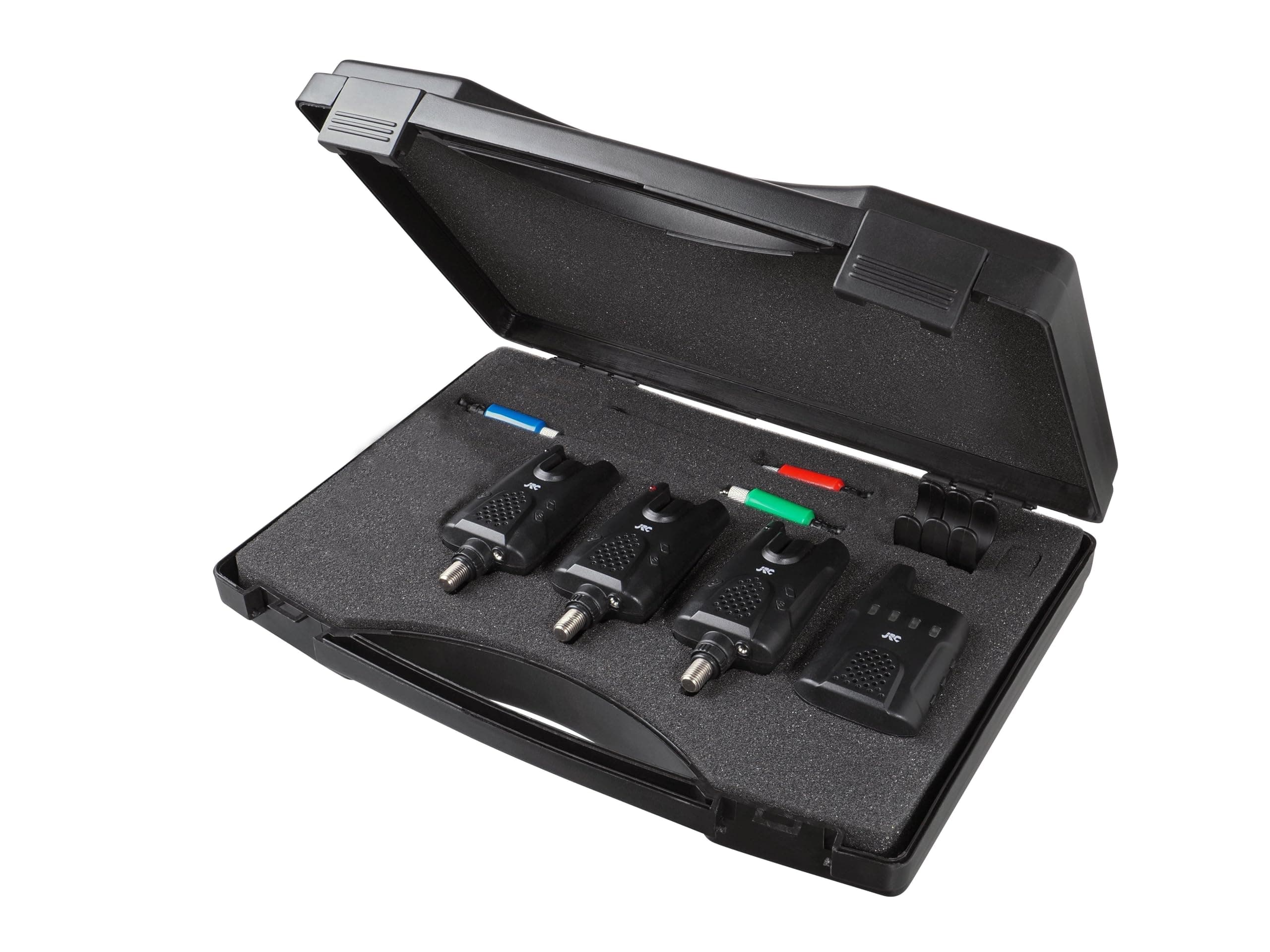 JRC Base Kit – Rod Pod and Bite Alarms Set With to Get Started in Carp Fishing, Includes Pod With Three Rod Buzz Bars and Three Fishing Bite Alarms, Black