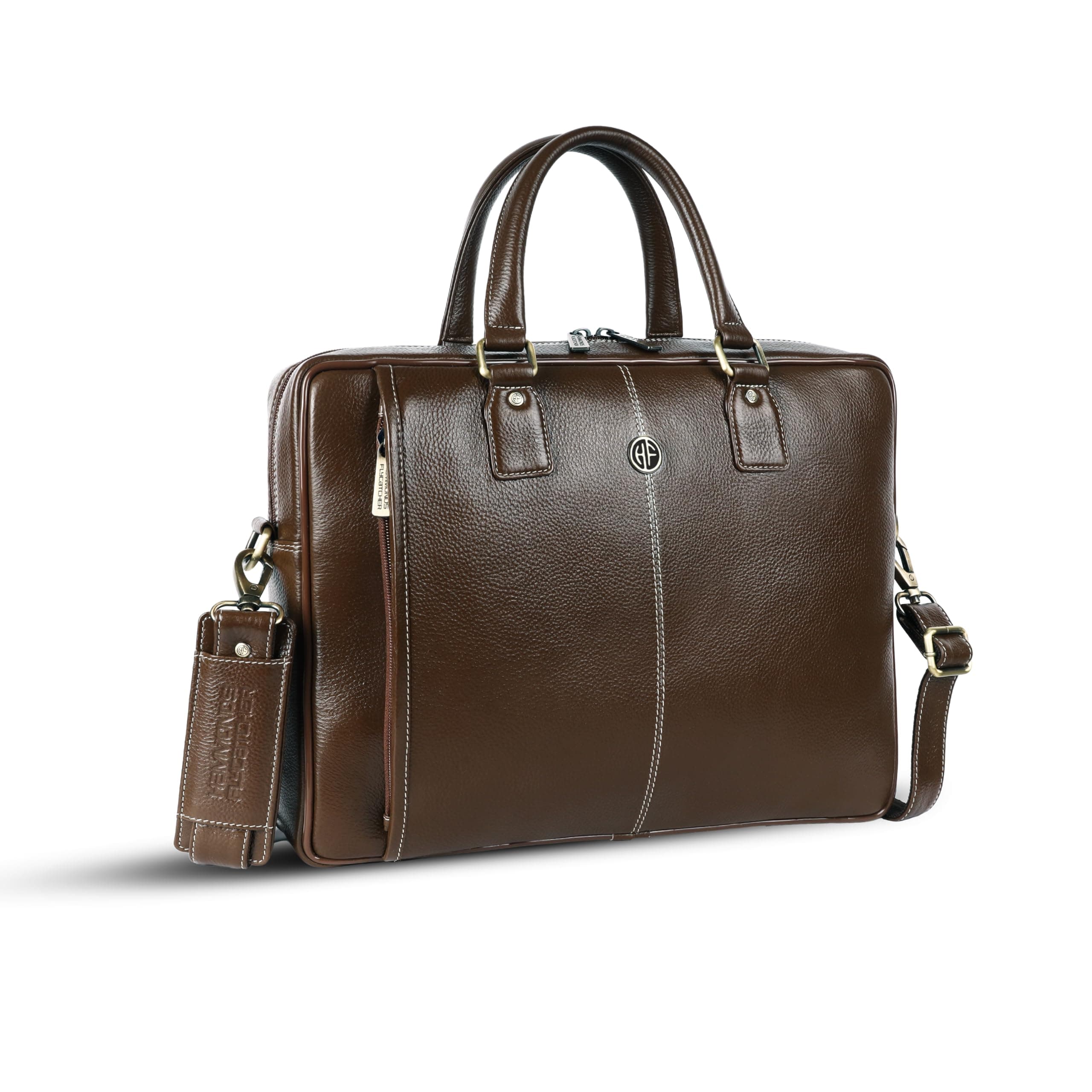 HAMMONDS FLYCATCHER Genuine Leather Office Bag for Men with Trolley Strap, 15.6 Inch Laptop Bag for Men, Adjustable Strap, Multi-Compartments, 1 Year Warranty - Office, Travel, Daily Use