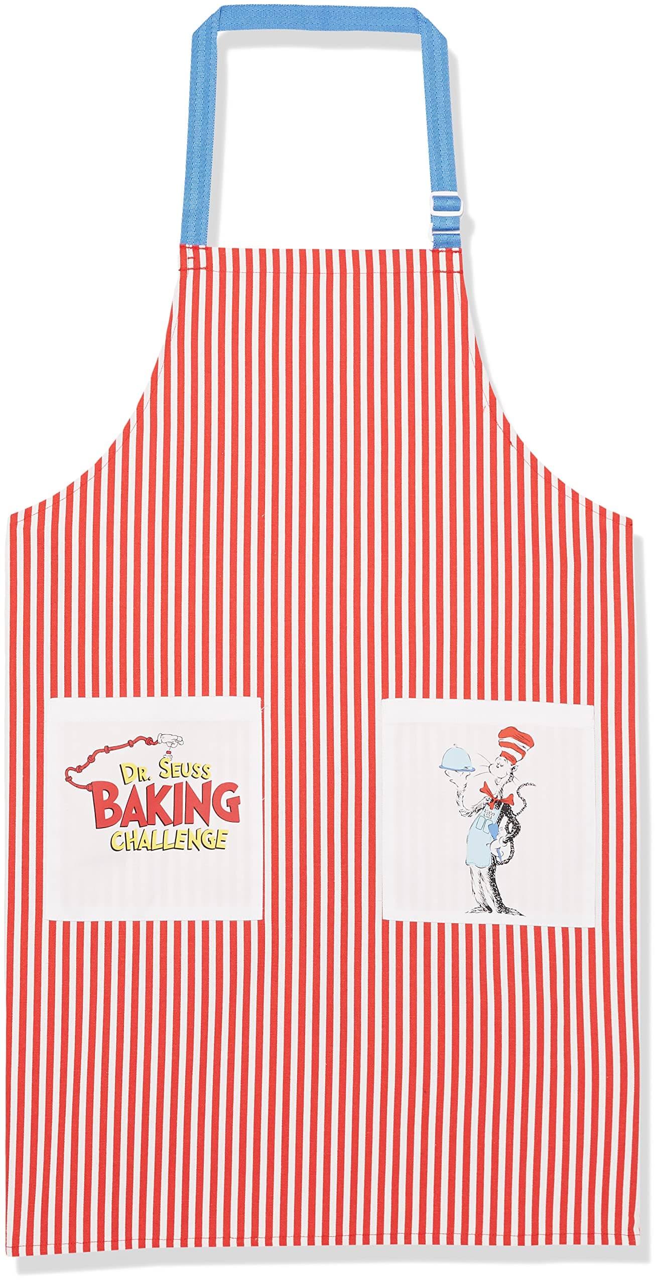 Apron, Dr. Suess Baking Challenge, The Cat in the Hat, Red & White with Blue Straps, Adult, Red & White With Blue Straps, One size