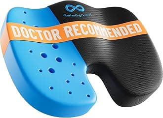 Gel Infused Memory Foam Seat Cushion - Ventilated - Back, Hip, Tailbone, and Sciatica Pain Relief - Black