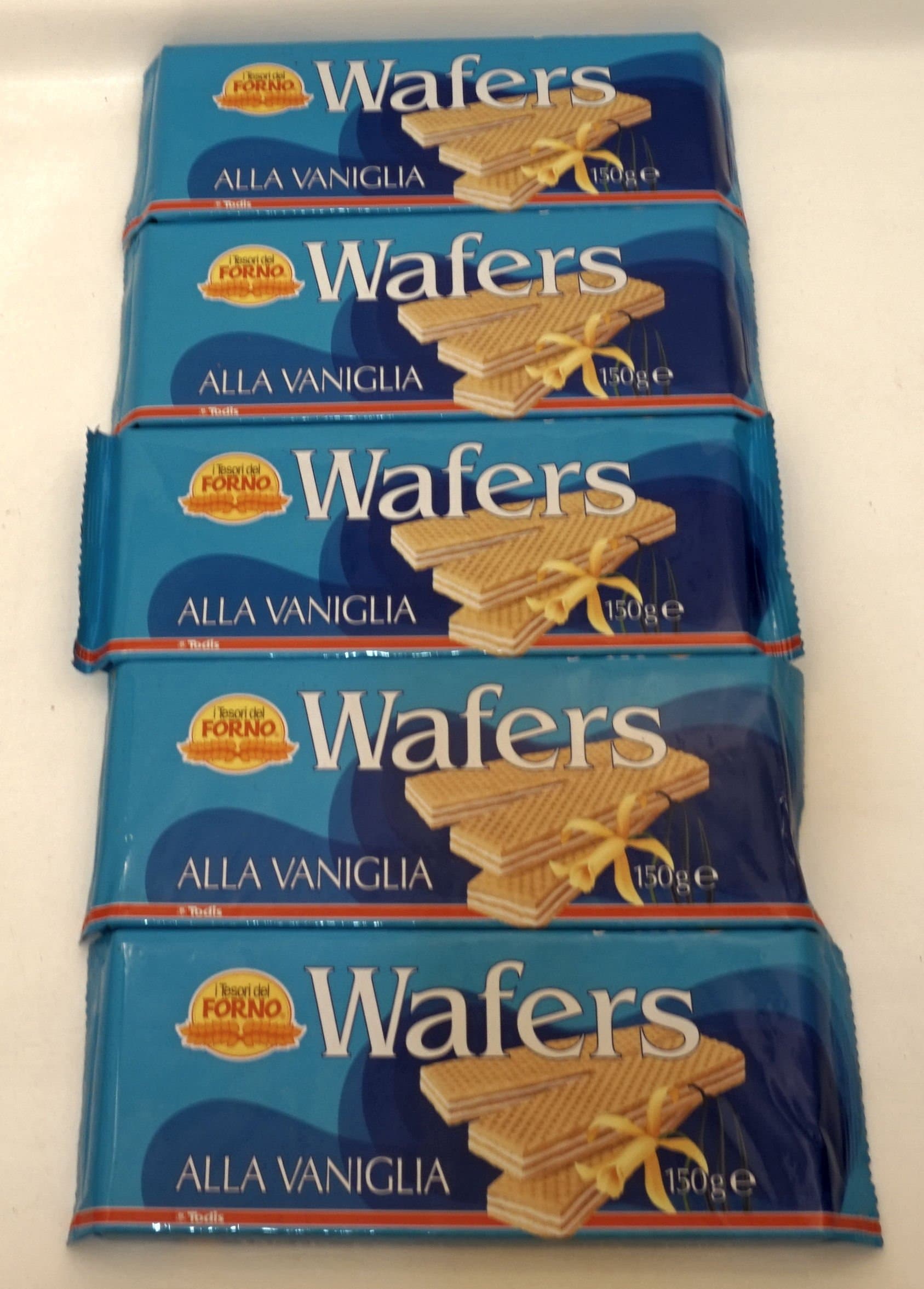 Tesori del Forno: " Wafer " With Vanilla Cream 5.29 Ounce (150gr) Packages (Pack of 5) [ Italian Import ]