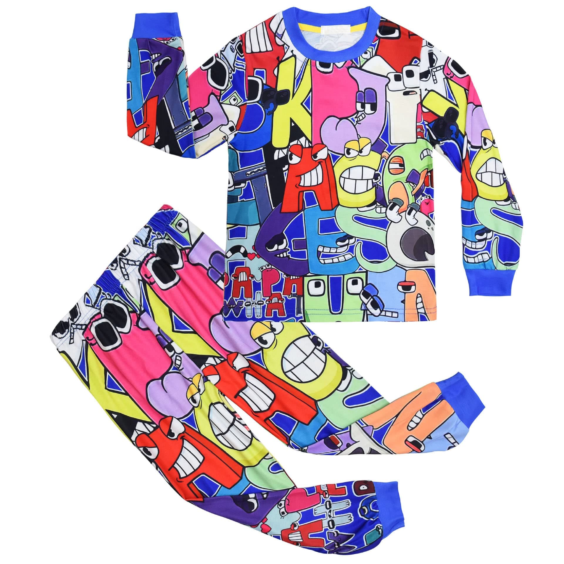 Boys' Alphabet Lore Pajama Set Cool Soft Homewear Graphic Sleep-Wear Kids Top and Pants