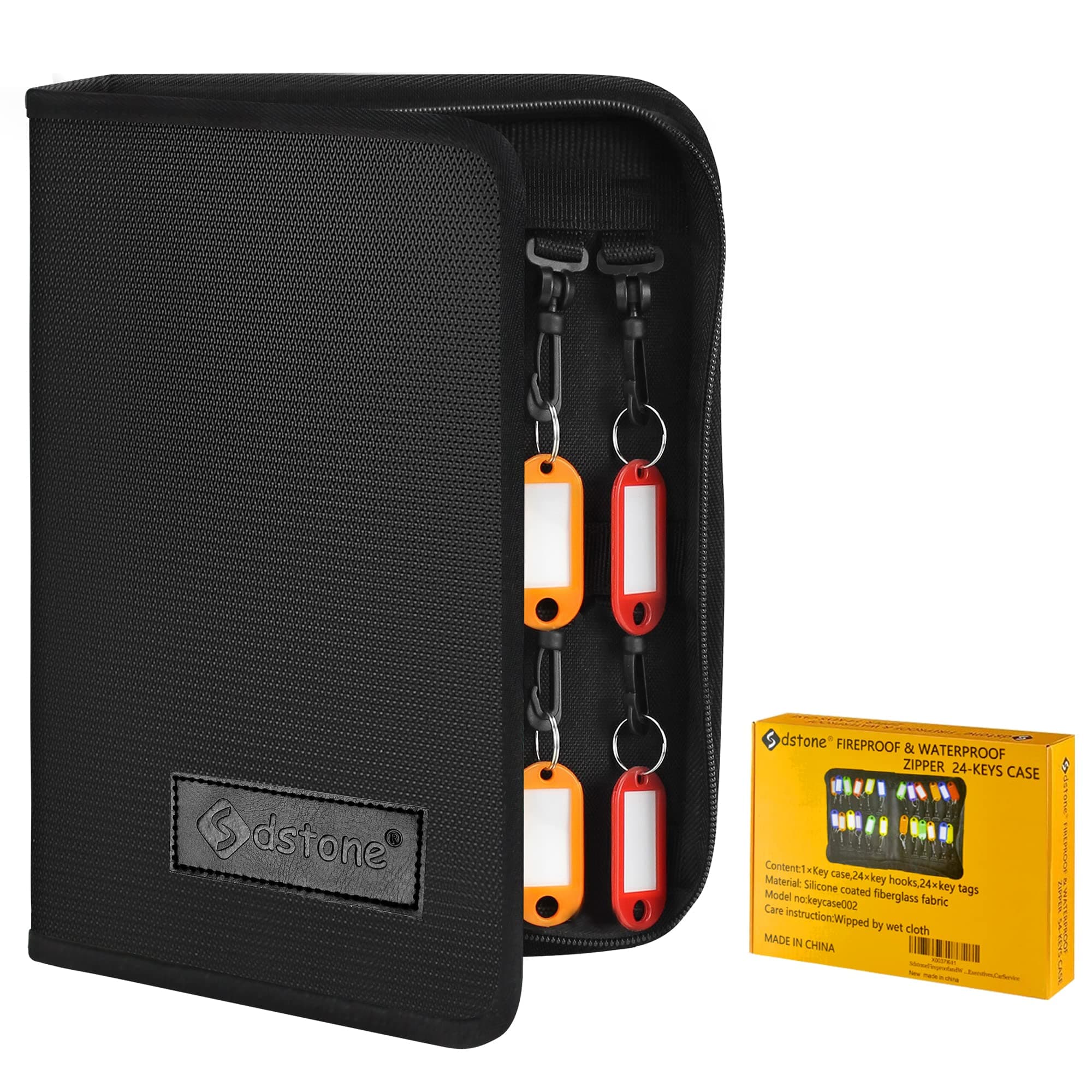 Sdstone Portable Zippered Key Organizer,Fireproof and Waterproof Key Binder with 24 Key Tags Key Case,Portable Manager, Landlord Zipper Key Storage for Real Estate Sales, Hotels