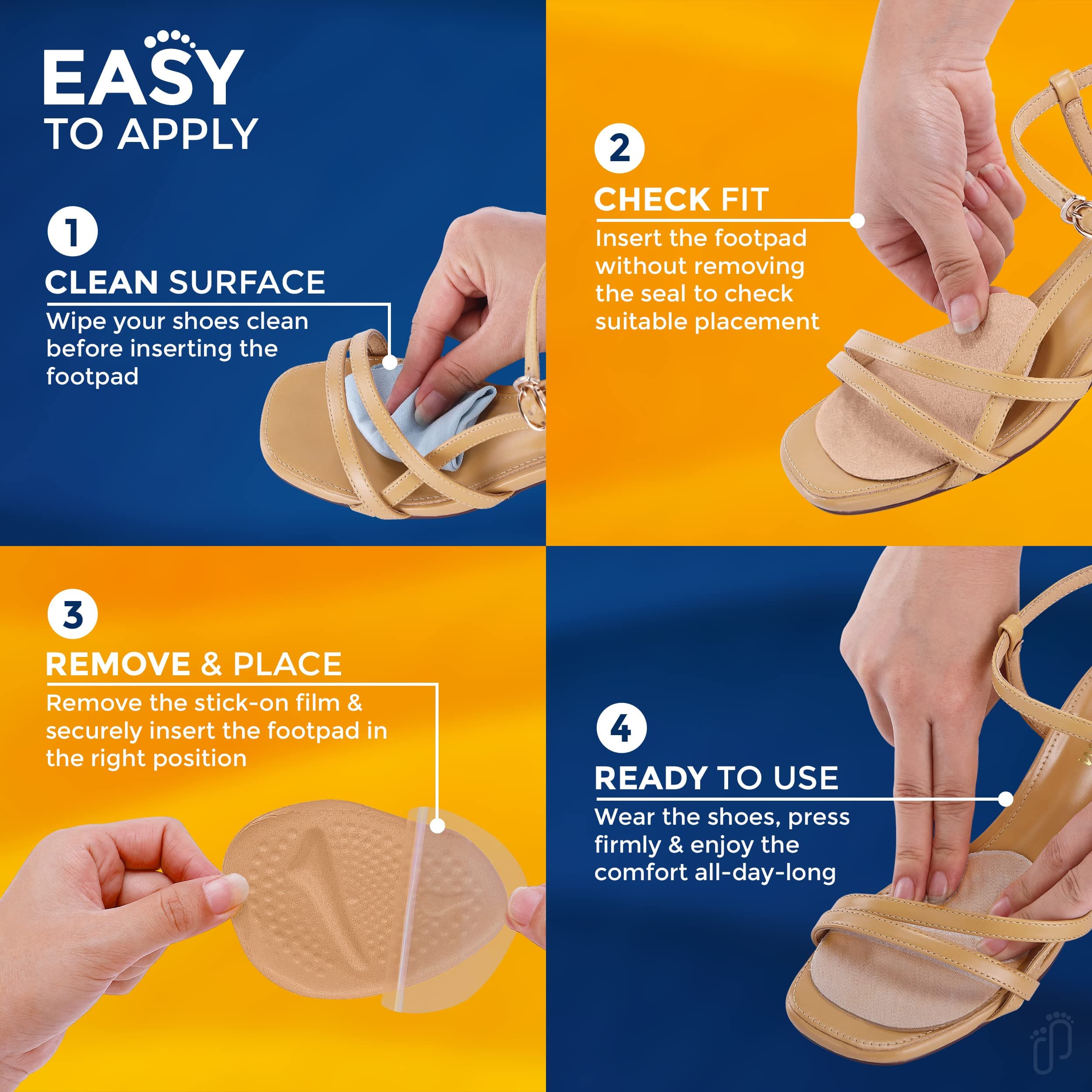 Metatarsal Pads for Women & Men - Ball of Foot Cushion Pads - Gel Heel Pads - 2 Pair Foot Pads for Pain Relief - Non Slip High Heel Cushion Pads - Mortons Neuroma Pads - One Size Fits All