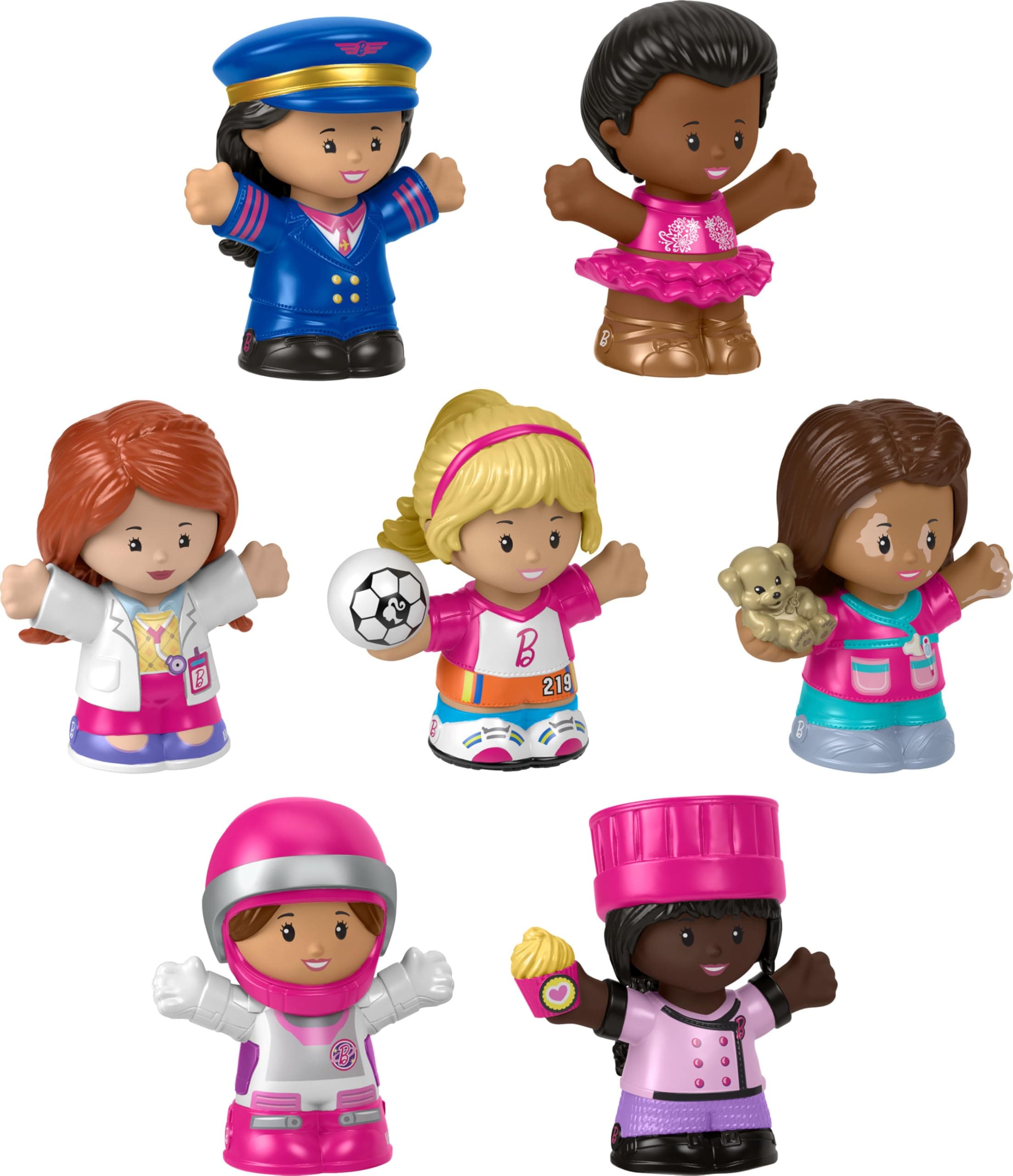 Barbie You Can Be Anything Figure Pack Little People, Gift Set of 7 Figures for Toddler and Preschool Pretend Play